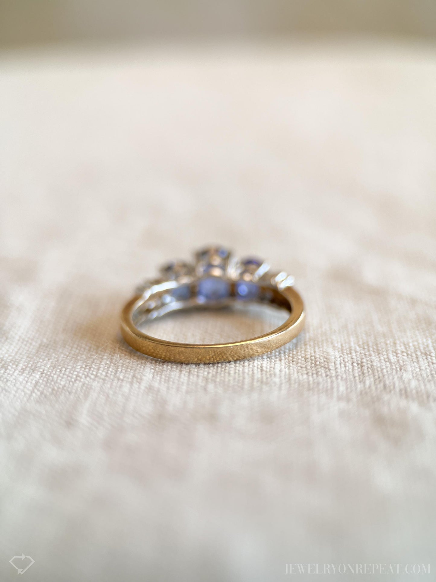 Vintage Sapphire Three Stone Gemstone Ring in 14k Gold, Retro Jewelry from the 1990s - Timeless, Sustainable, @JewelryOnRepeat