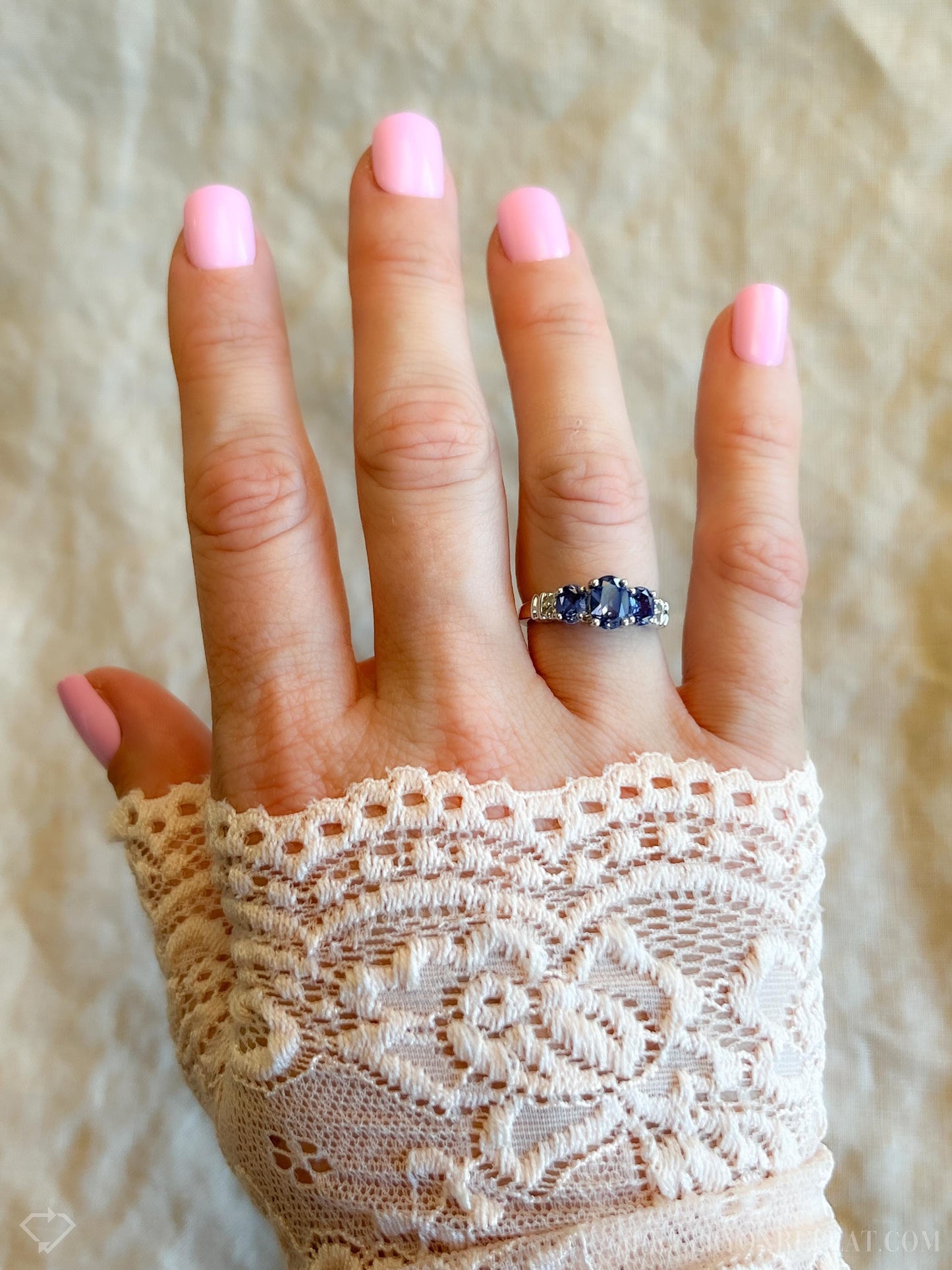 Vintage Sapphire Three Stone Gemstone Ring in 14k Gold, Retro Jewelry from the 1990s - Timeless, Sustainable, @JewelryOnRepeat