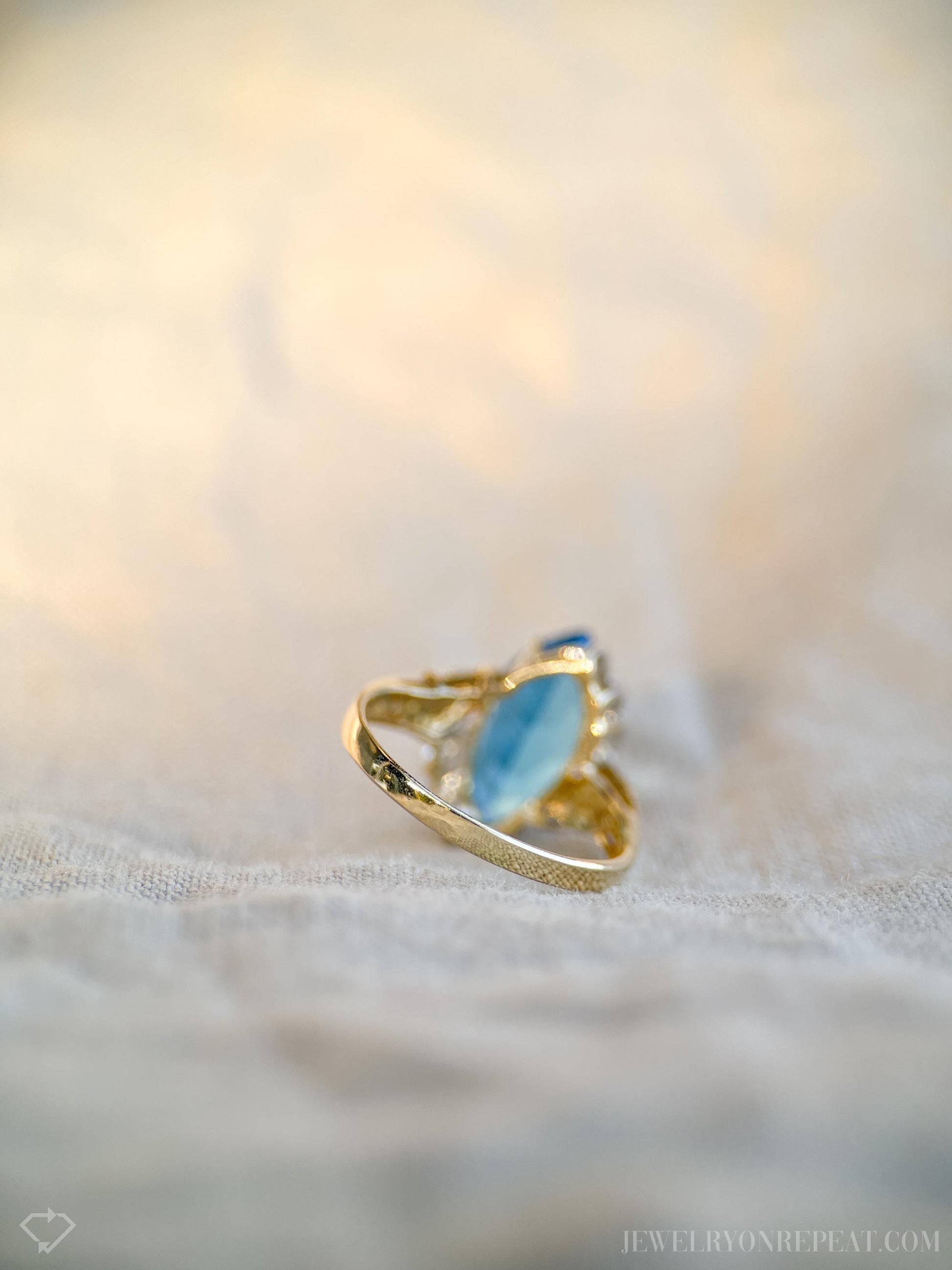 Vintage Blue Topaz Marquise Ring in 14k Gold