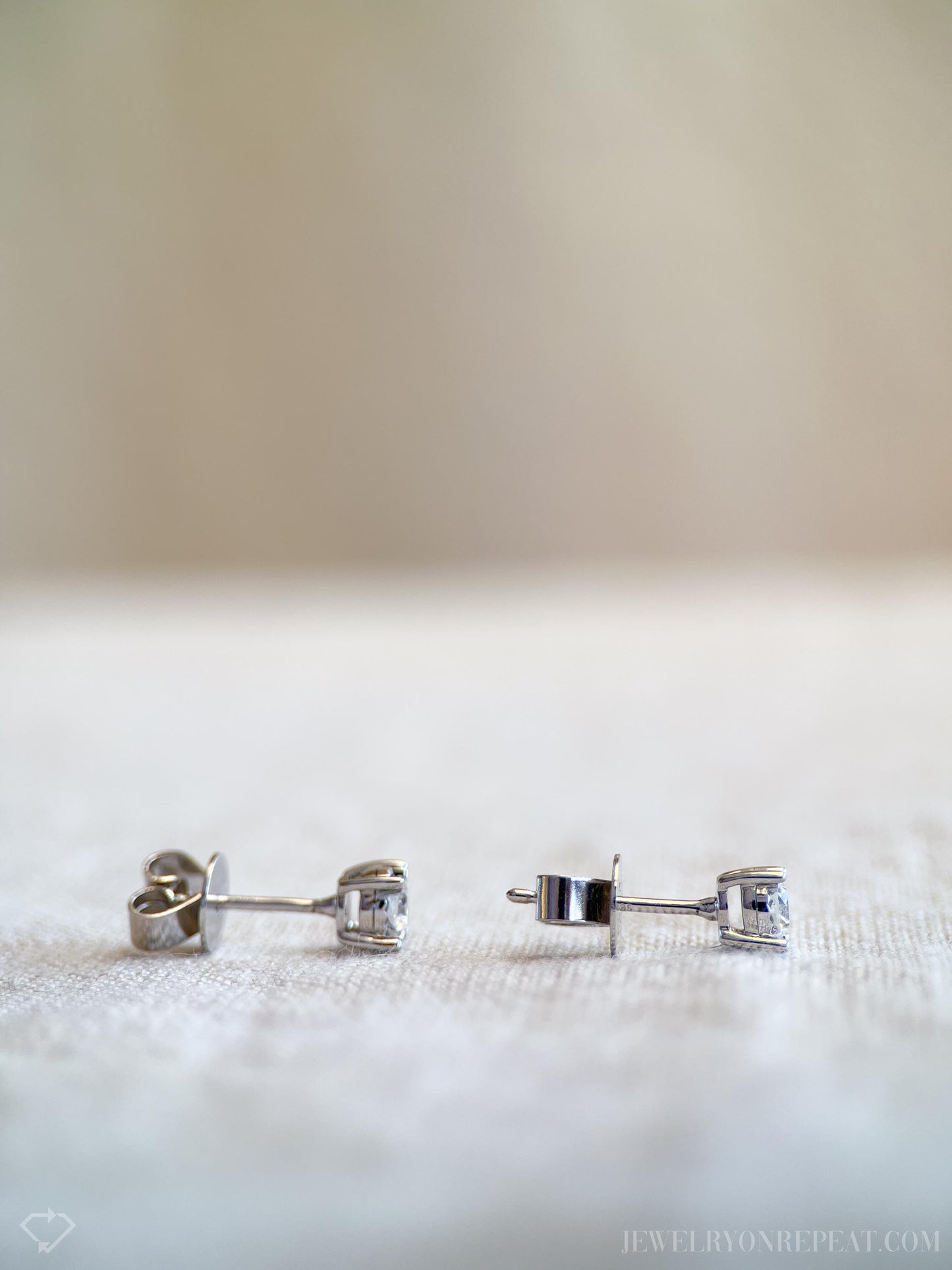Vintage Diamond Stud Earrings in 14k White Gold