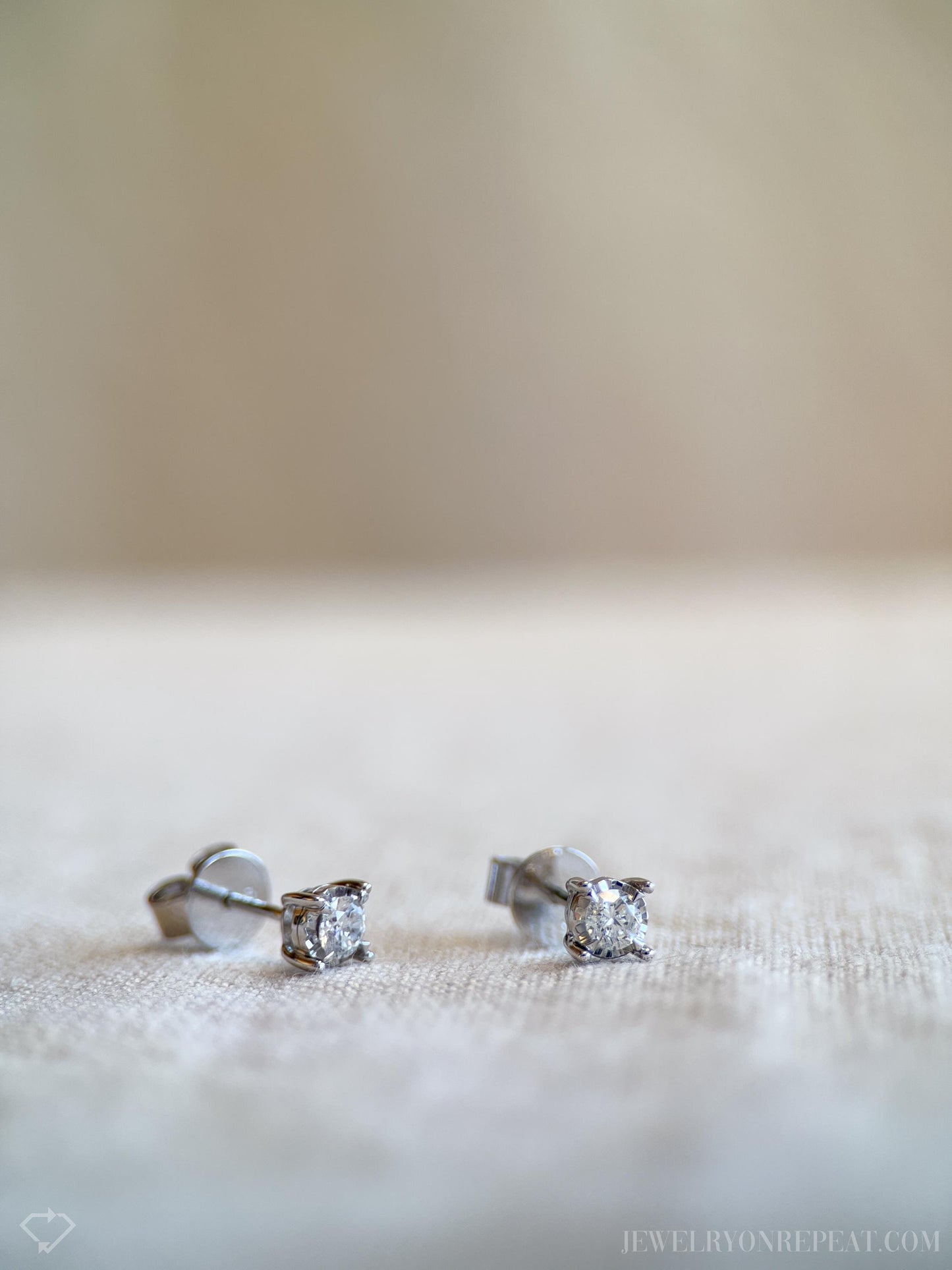 Vintage Diamond Stud Earrings in 14k White Gold