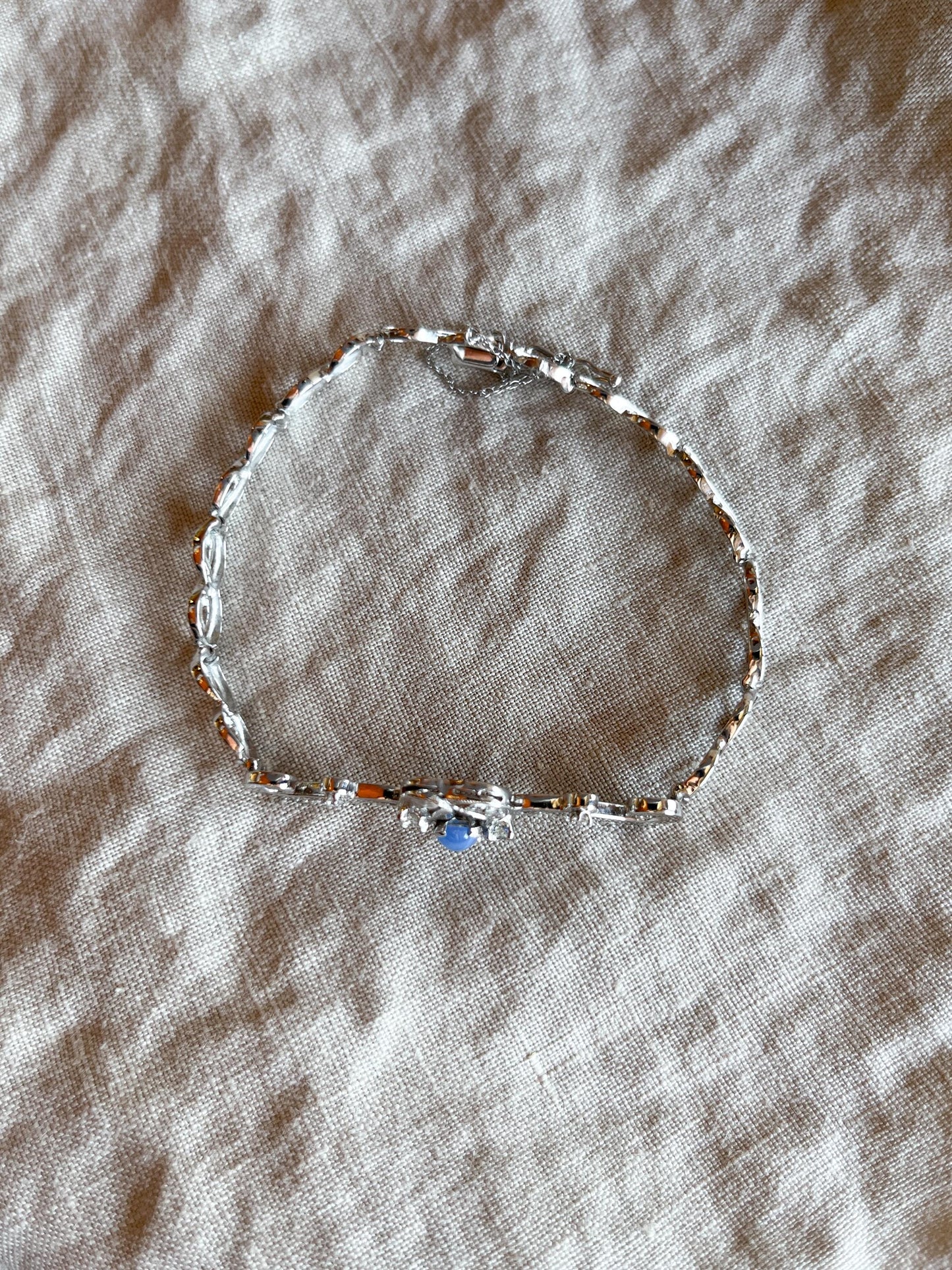 Vintage Star Sapphire Gemstone Bracelet in 14k White Gold