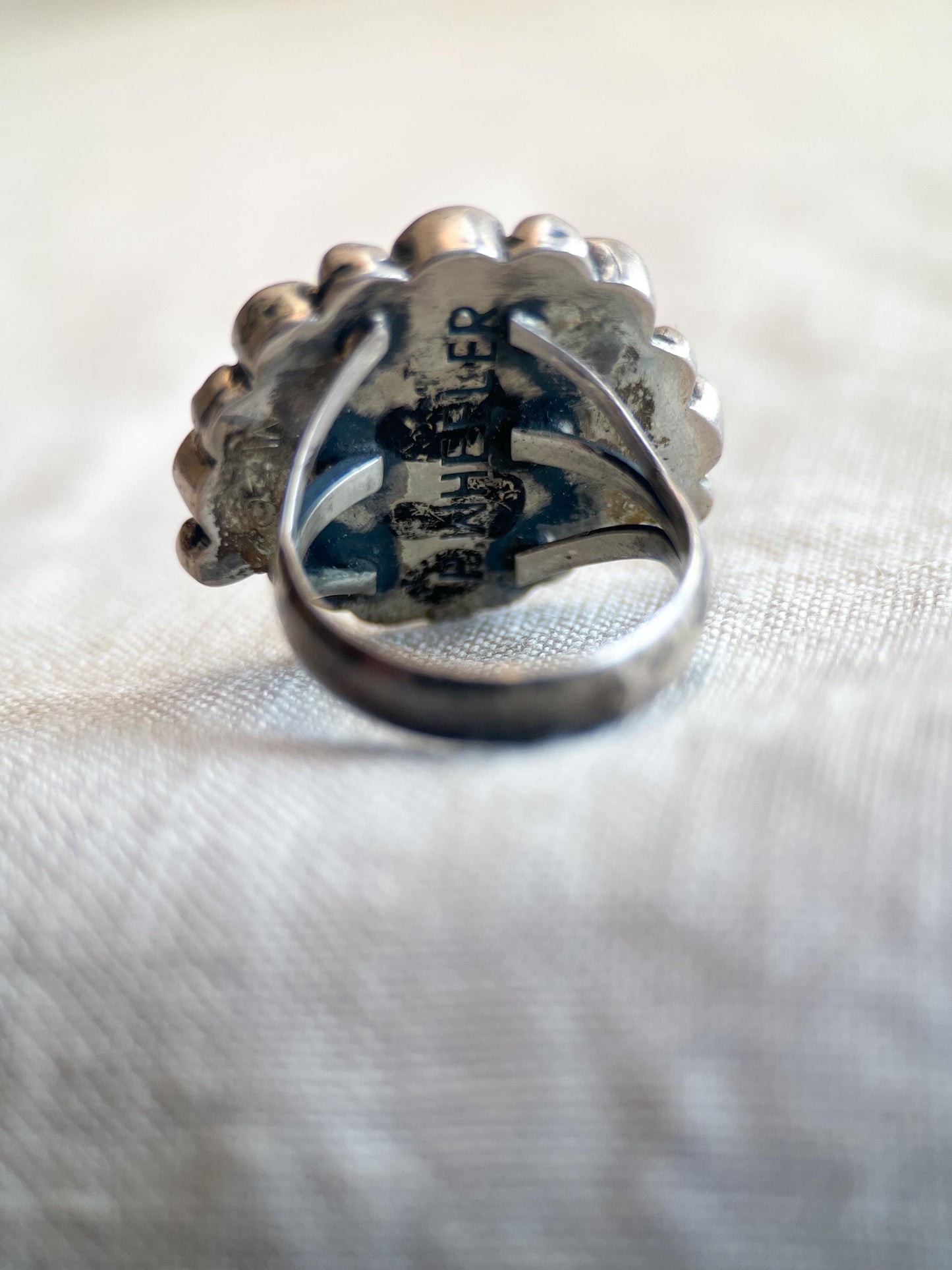 Vintage Zuni Sun Face Gemstone Ring in Sterling Silver