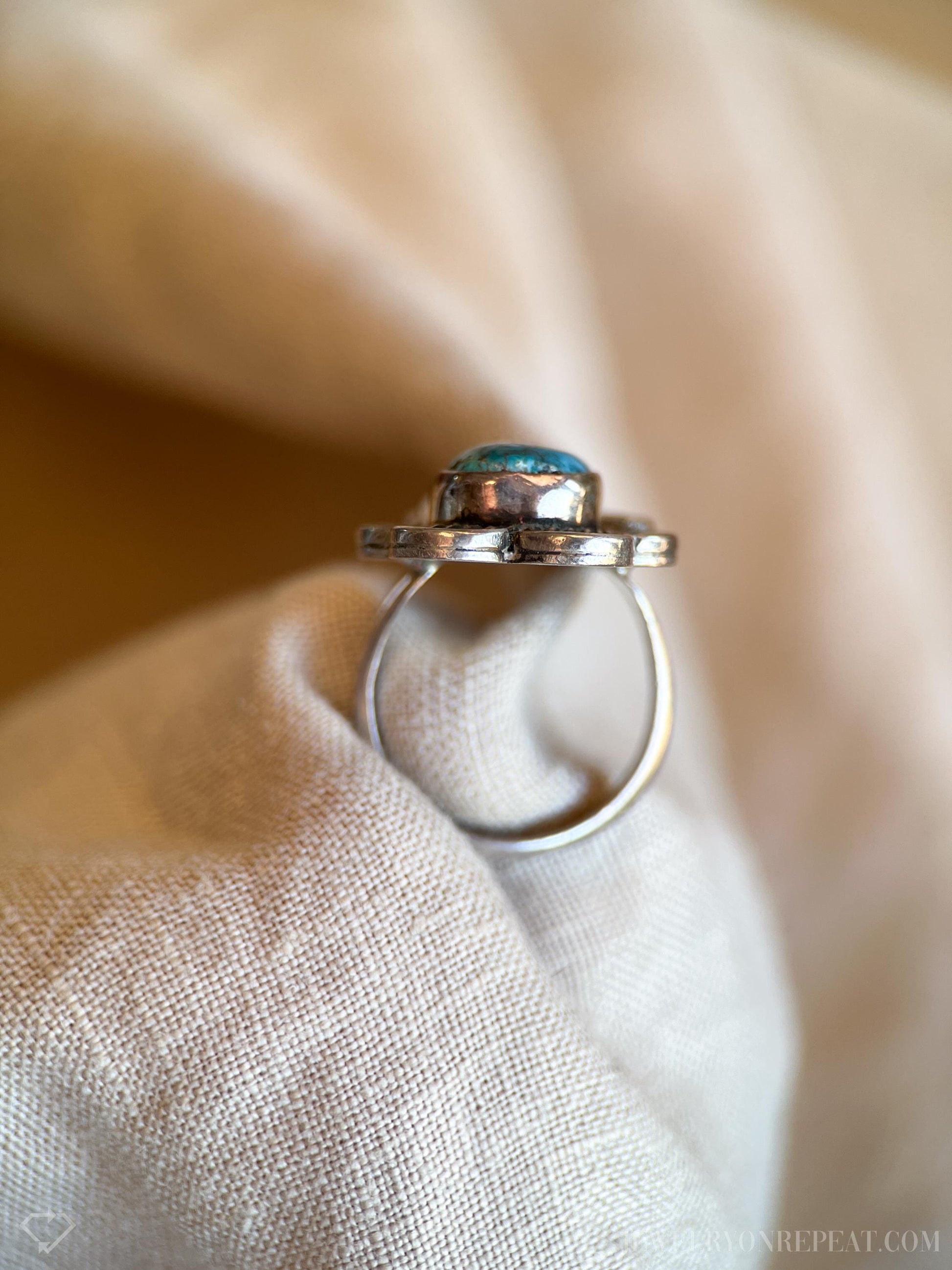Vintage Turquoise Gemstone Ring in Sterling Silver