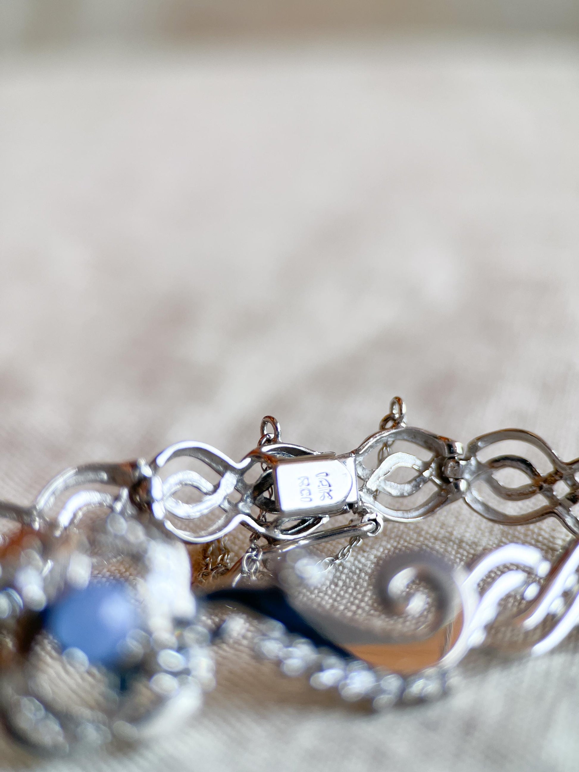 Vintage Star Sapphire Gemstone Bracelet in 14k White Gold