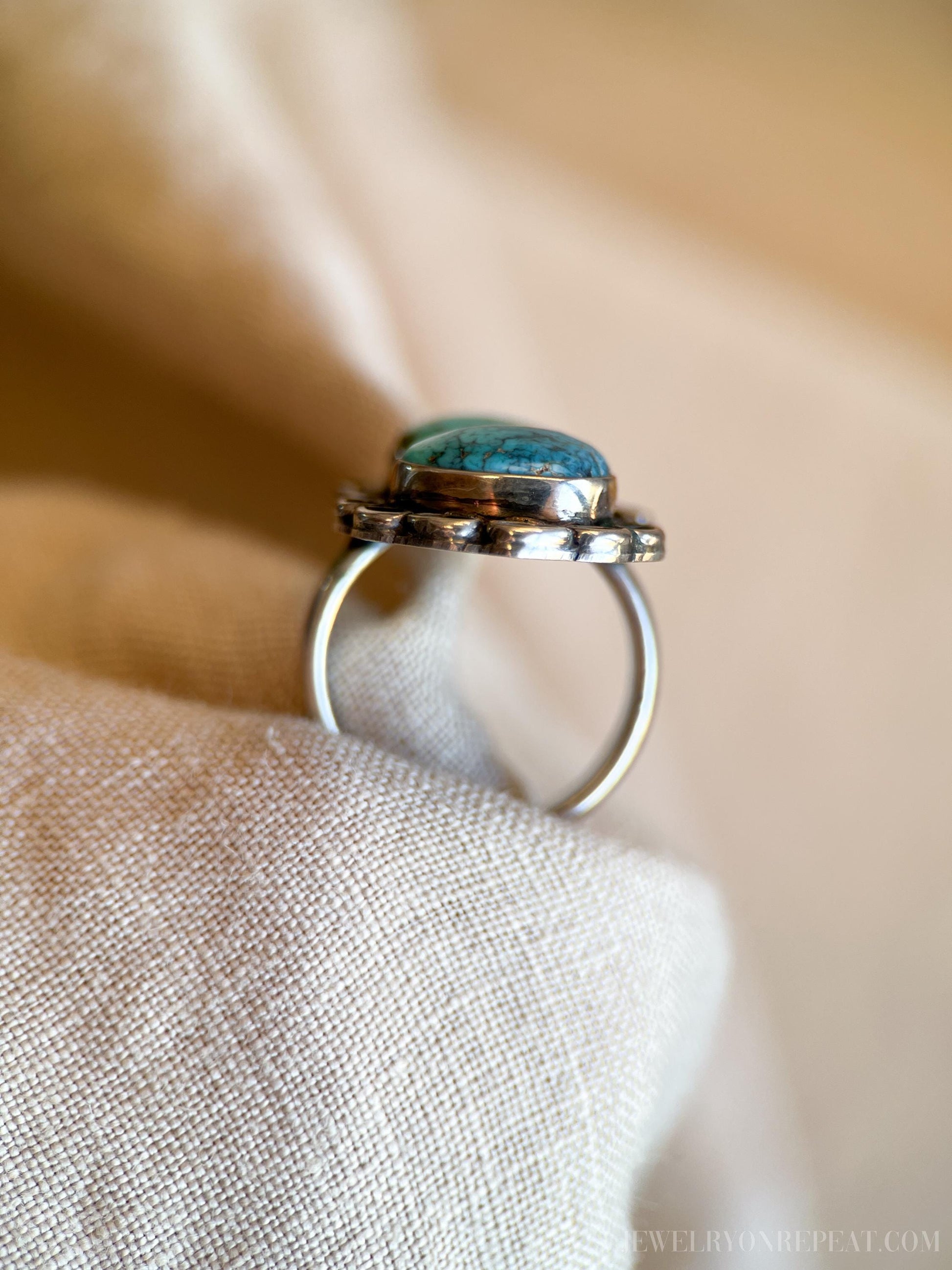Vintage Turquoise Gemstone Ring in Sterling Silver