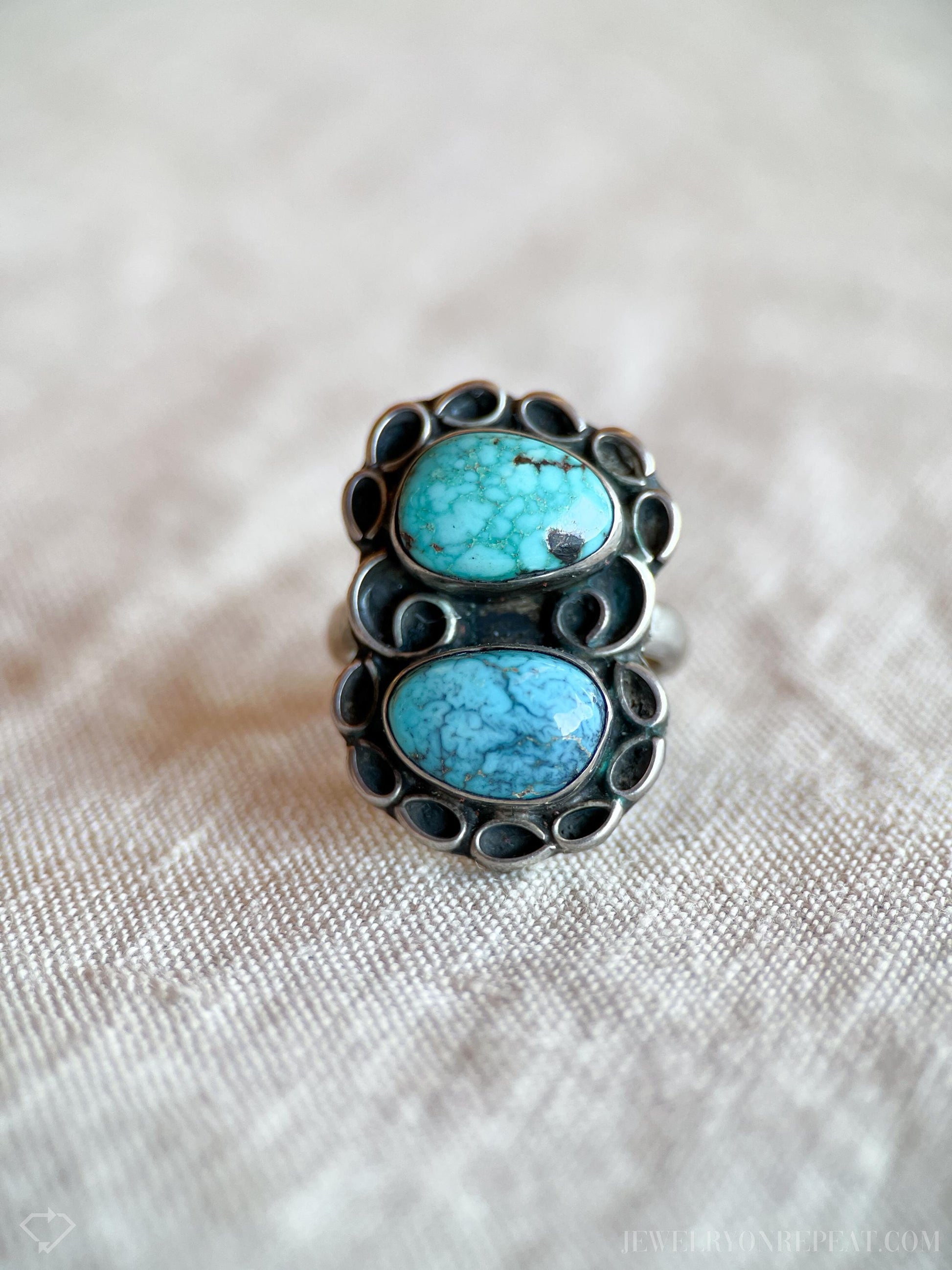 Vintage Turquoise Gemstone Ring in Sterling Silver