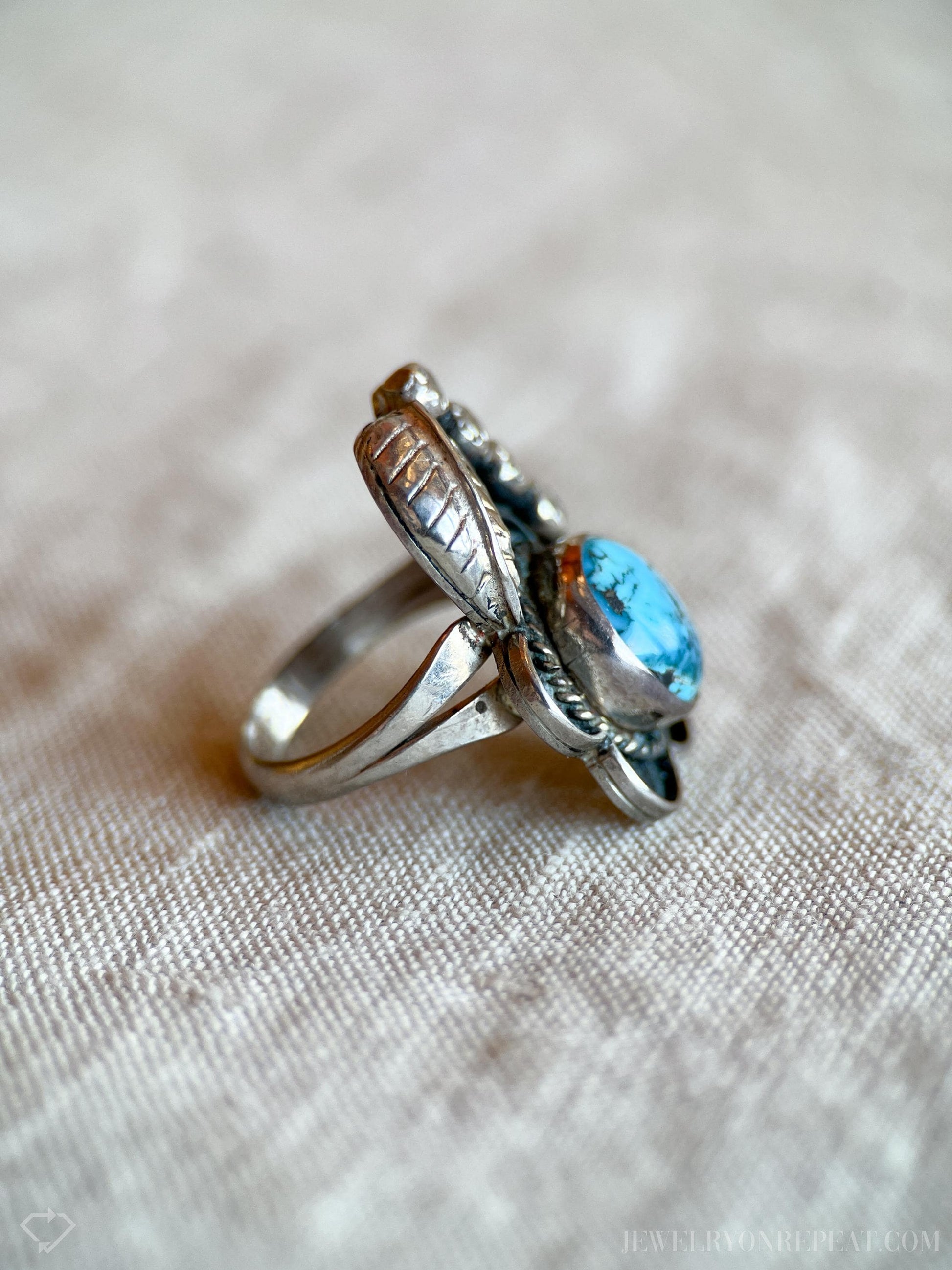 Vintage Turquoise Gemstone Ring in Sterling Silver