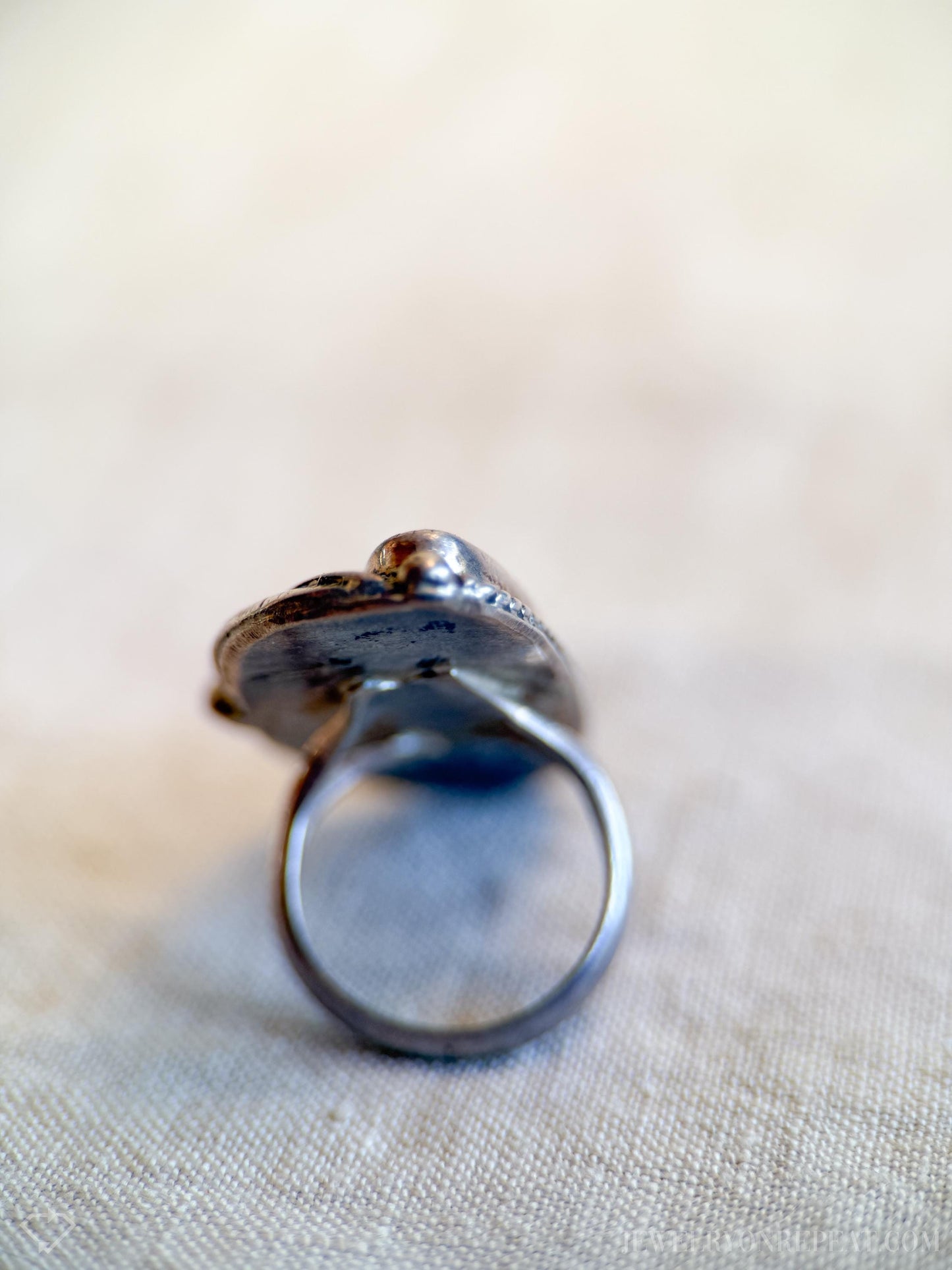 Vintage Mother of Pearl Large Floral Gemstone Ring in Sterling Silver