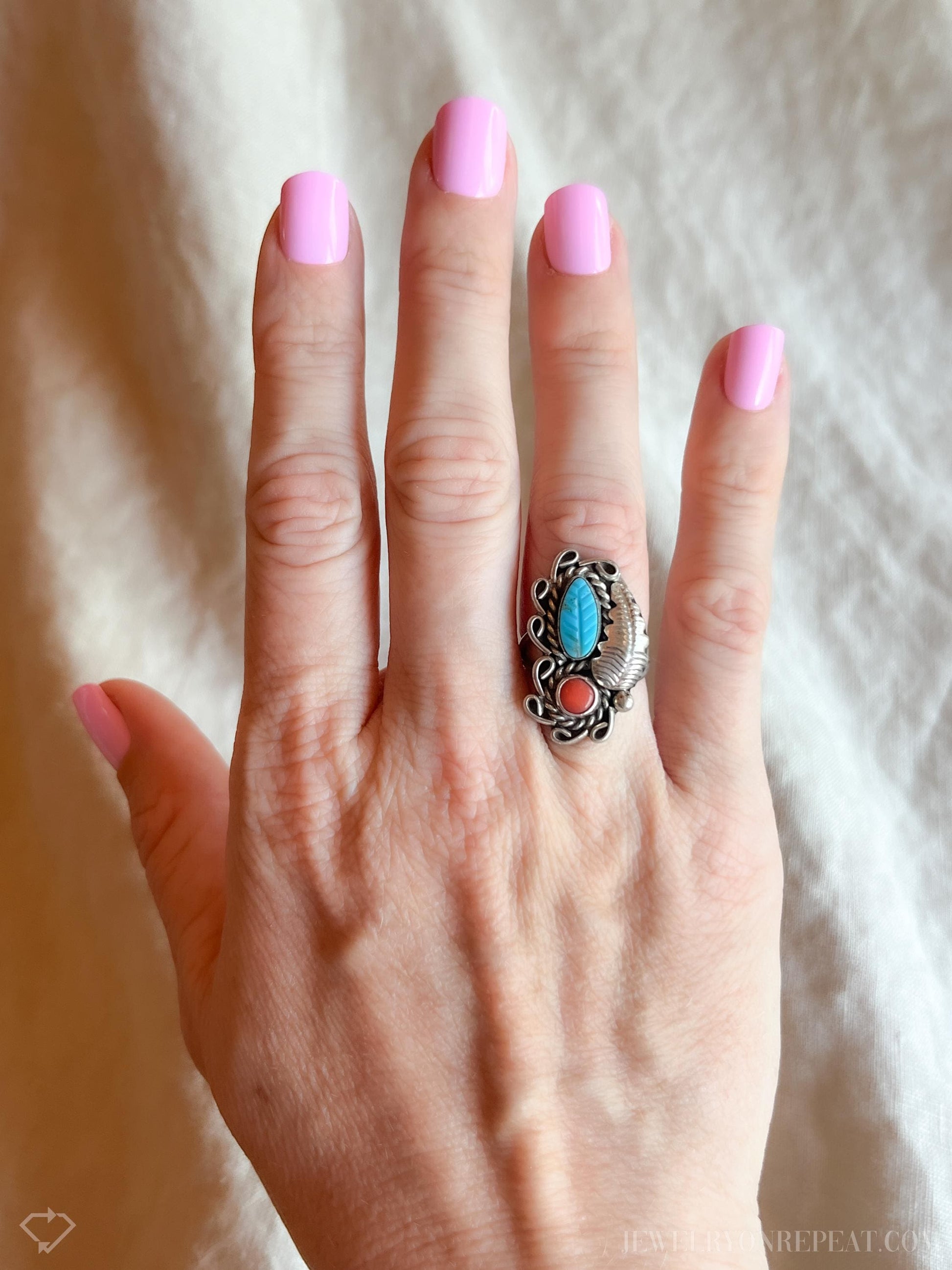 Vintage Turquoise Gemstone Ring in Sterling Silver