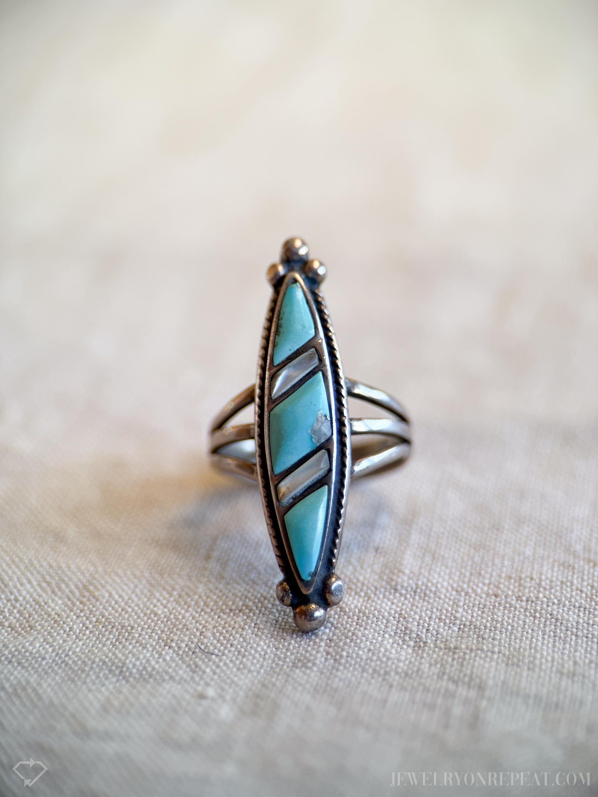 Vintage Turquoise Gemstone Ring in Sterling Silver