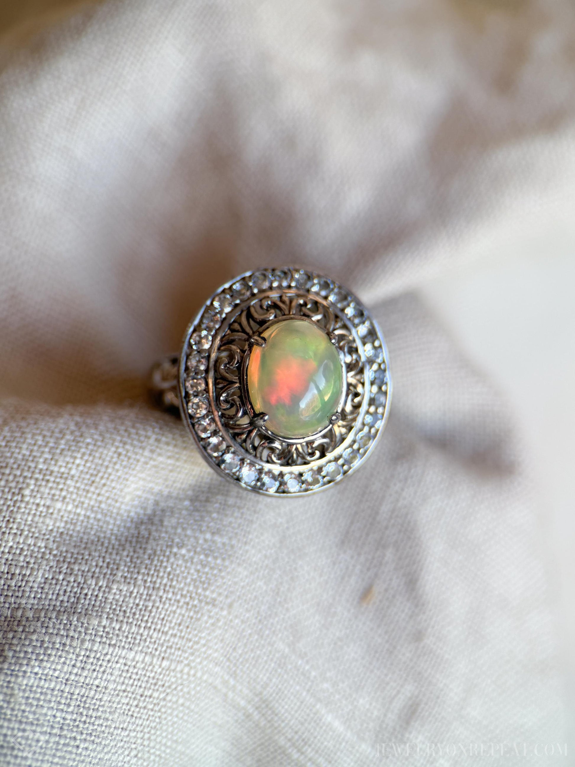 Vintage Opal Gemstone Ring in Sterling Silver