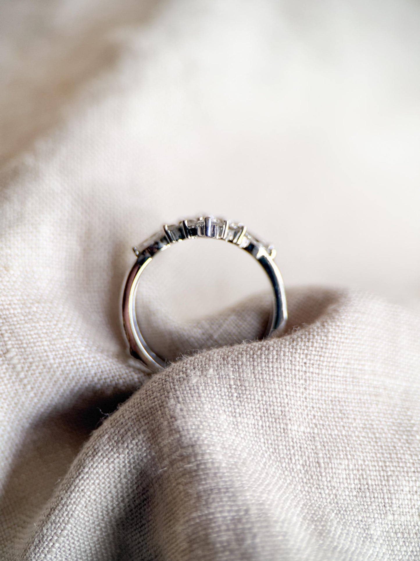Vintage Diamond Ring Guard Wedding Band in 14k White Gold, Antique Jewelry from the 1970s - Timeless, Sustainable, @JewelryOnRepeat