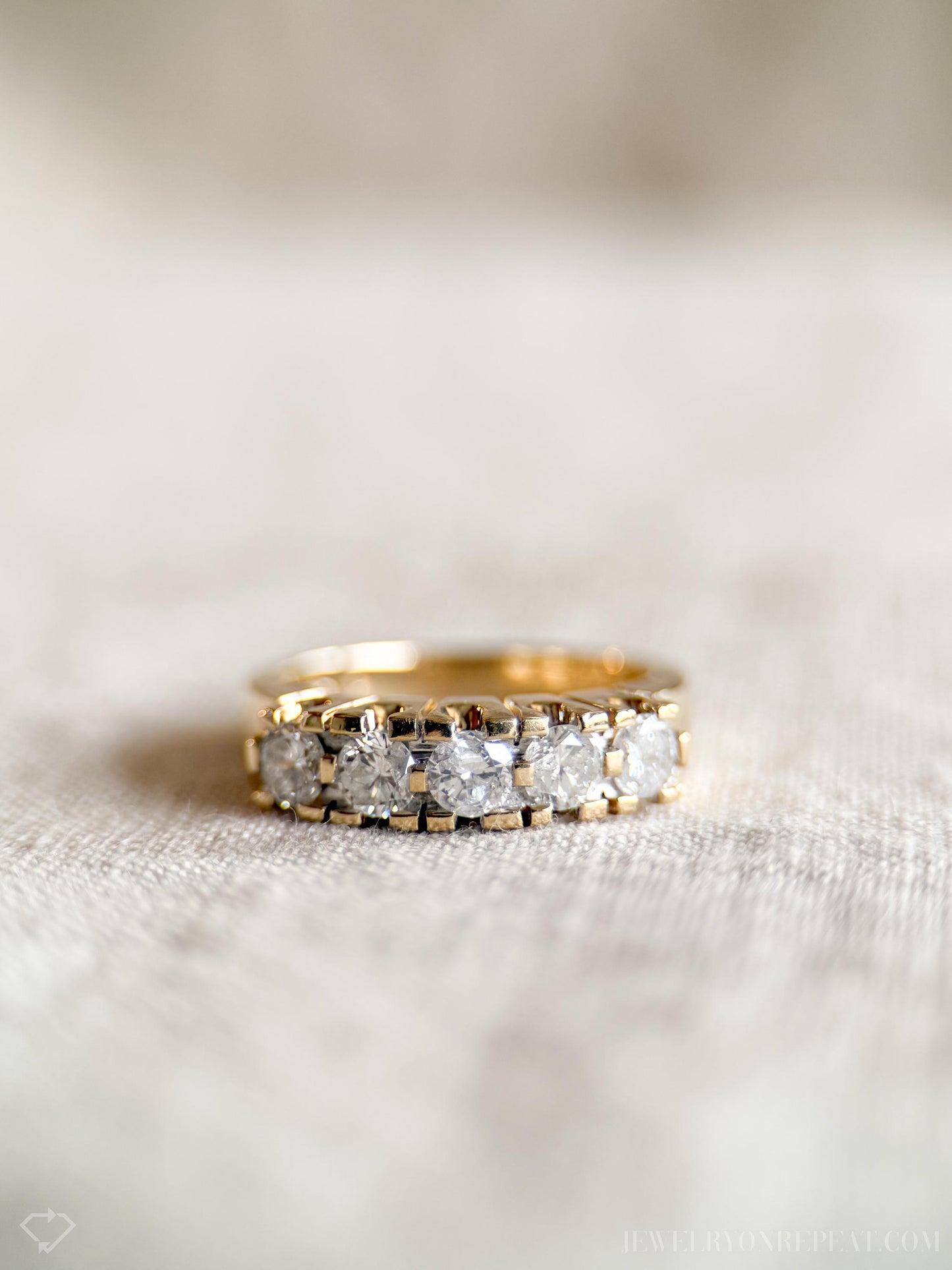 Vintage Diamond Prong Set Wedding Band in 14k Gold, Retro Jewelry from the 1990s - Timeless, Sustainable, @JewelryOnRepeat