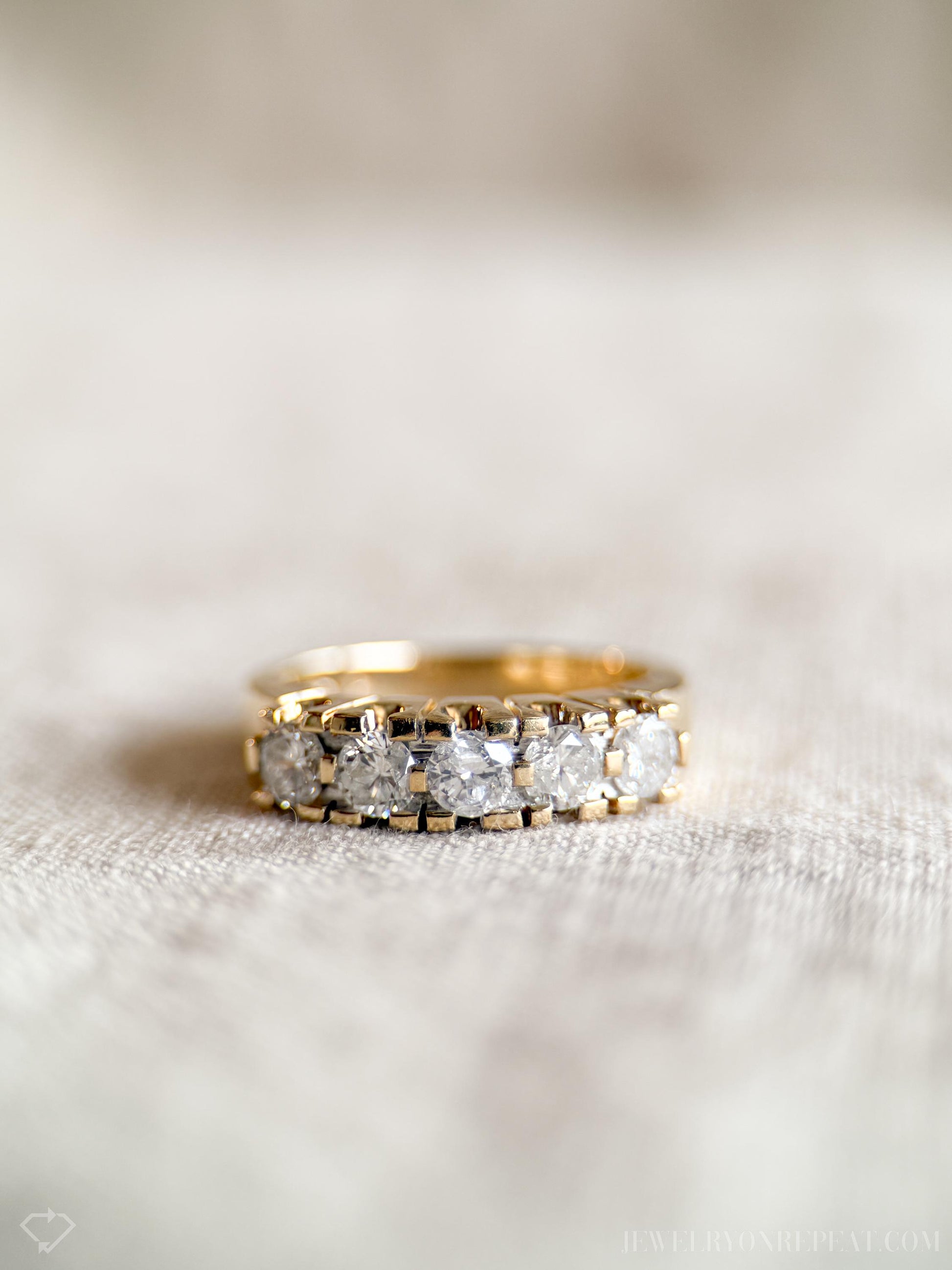 Vintage Diamond Prong Set Wedding Band in 14k Gold, Retro Jewelry from the 1990s - Timeless, Sustainable, @JewelryOnRepeat