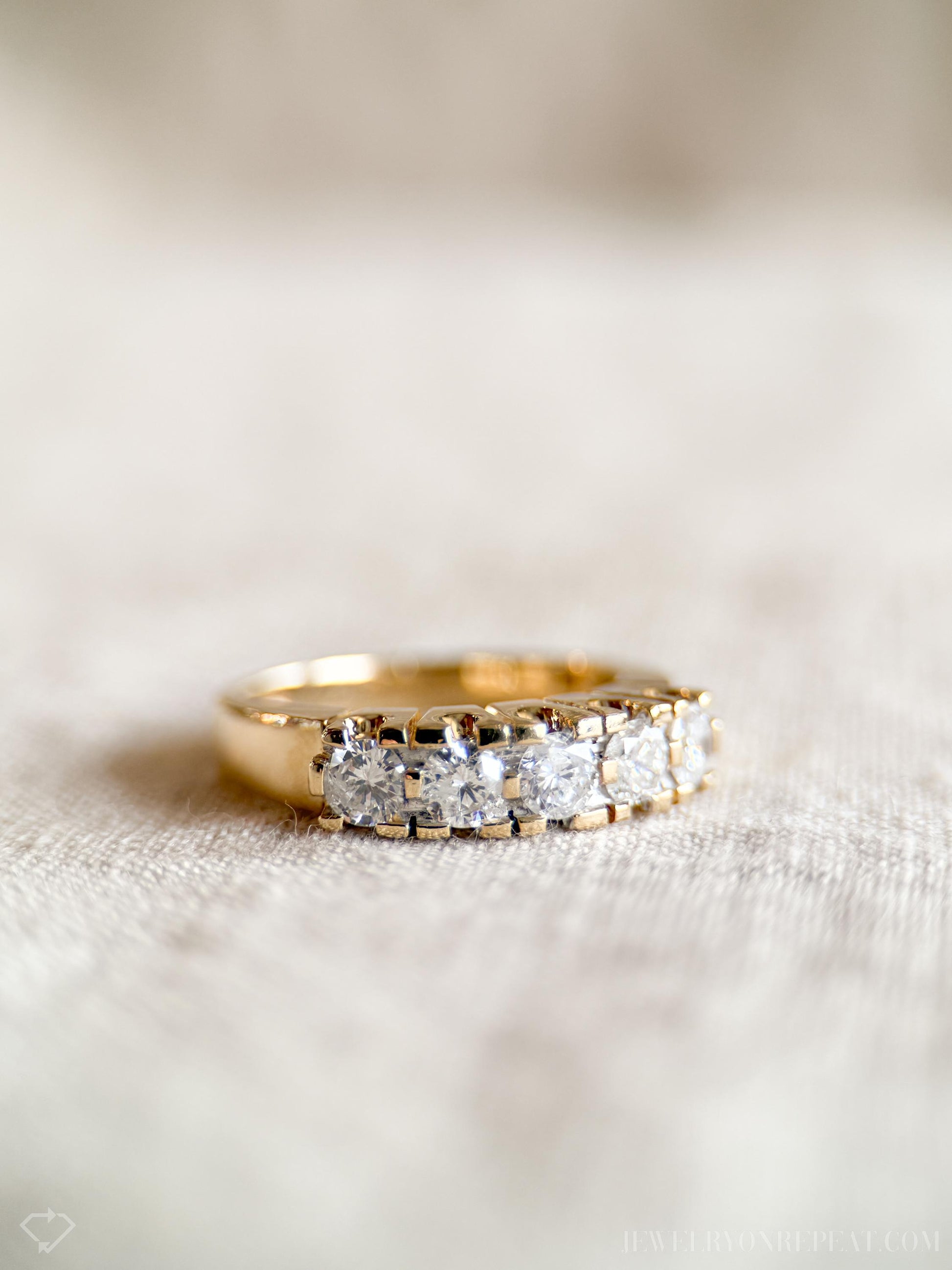 Vintage Diamond Prong Set Wedding Band in 14k Gold, Retro Jewelry from the 1990s - Timeless, Sustainable, @JewelryOnRepeat