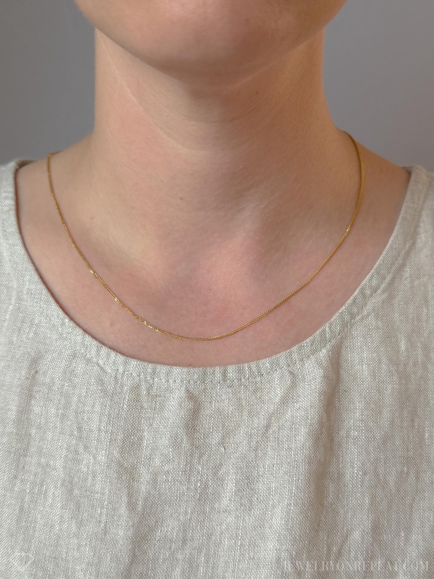 Vintage 18" Flat Cable Chain in 14k Gold with Lobster Clasp - Timeless, Sustainable, @JewelryOnRepeat