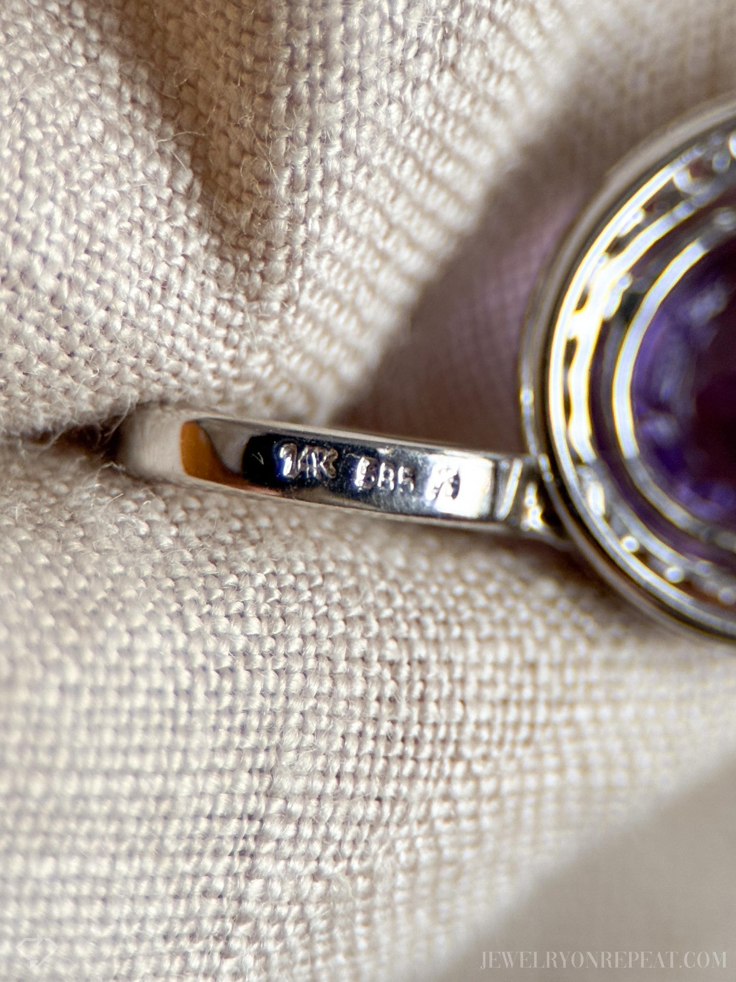 Vintage Amethyst Gemstone Halo Pendant in 14k Gold, Retro Jewelry from the 1990s - Timeless, Sustainable, @JewelryOnRepeat