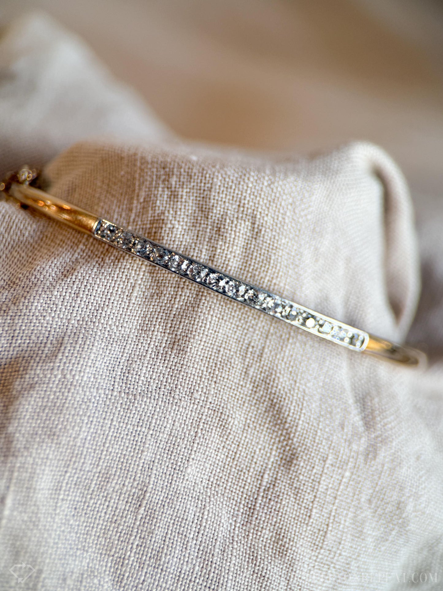 Vintage Diamond Hinged Bangle Bracelet in 14k Gold, Antique Jewelry from the 1920s - Timeless, Sustainable, @JewelryOnRepeat