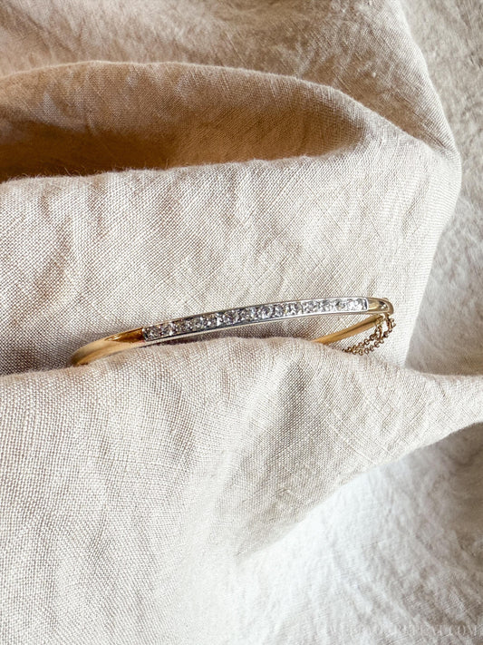 Vintage Diamond Hinged Bangle Bracelet in 14k Gold, Antique Jewelry from the 1920s - Timeless, Sustainable, @JewelryOnRepeat