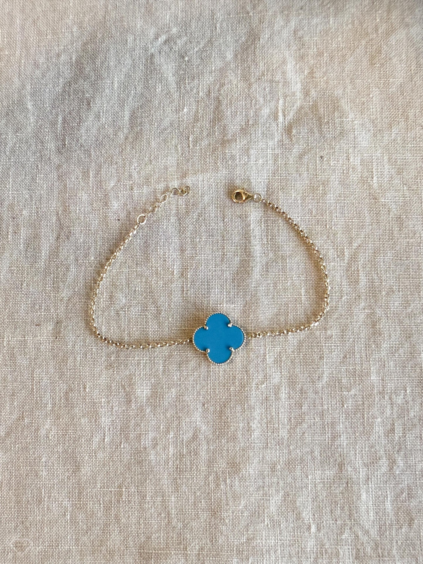 Vintage Turquoise Clover Bracelet in 14k Gold, Retro Jewelry from the 1990s - Timeless, Sustainable, @JewelryOnRepeat