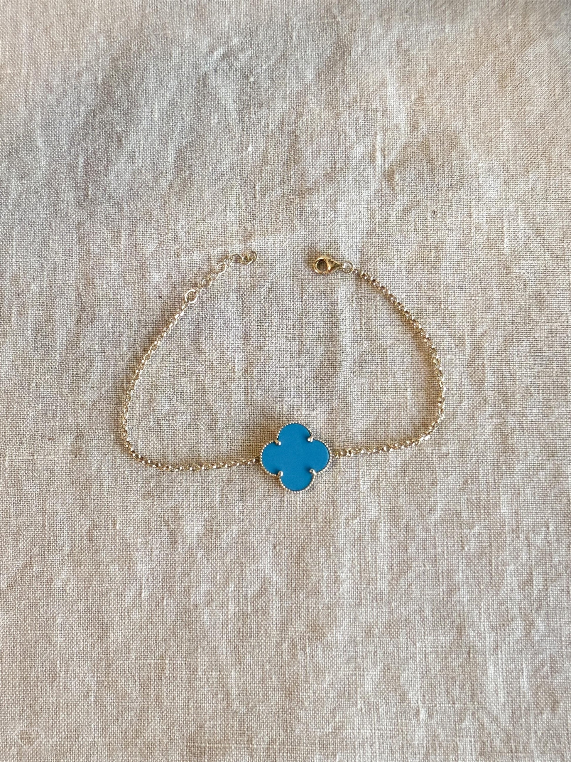 Vintage Turquoise Clover Bracelet in 14k Gold, Retro Jewelry from the 1990s - Timeless, Sustainable, @JewelryOnRepeat