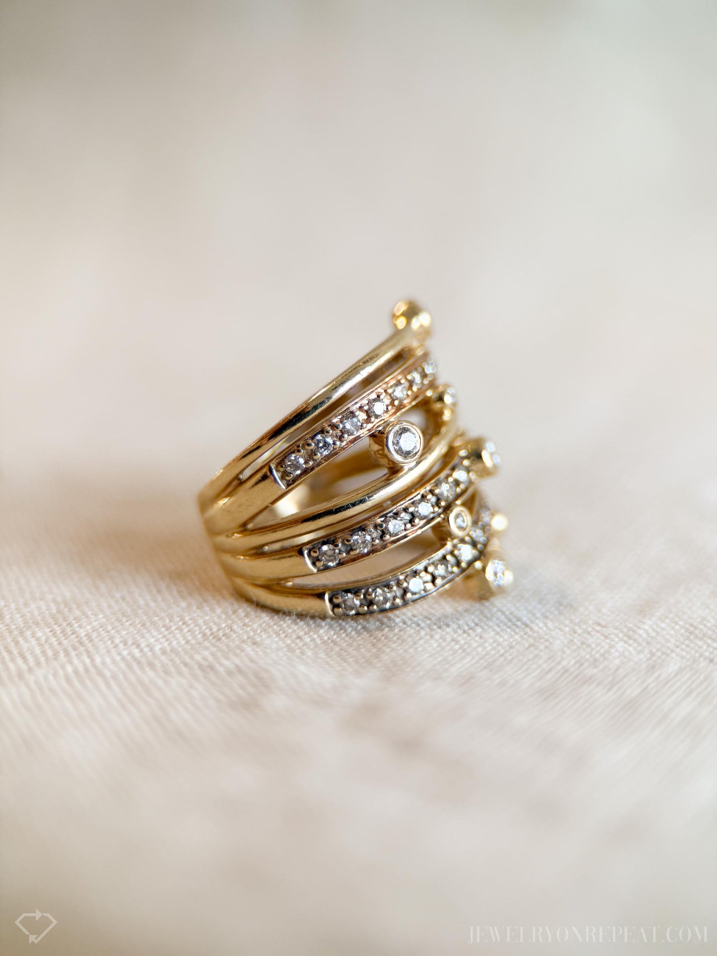 Vintage Diamond Statement Ring in 14k Gold, Retro Jewelry from the 1990s - Timeless, Sustainable, @JewelryOnRepeat