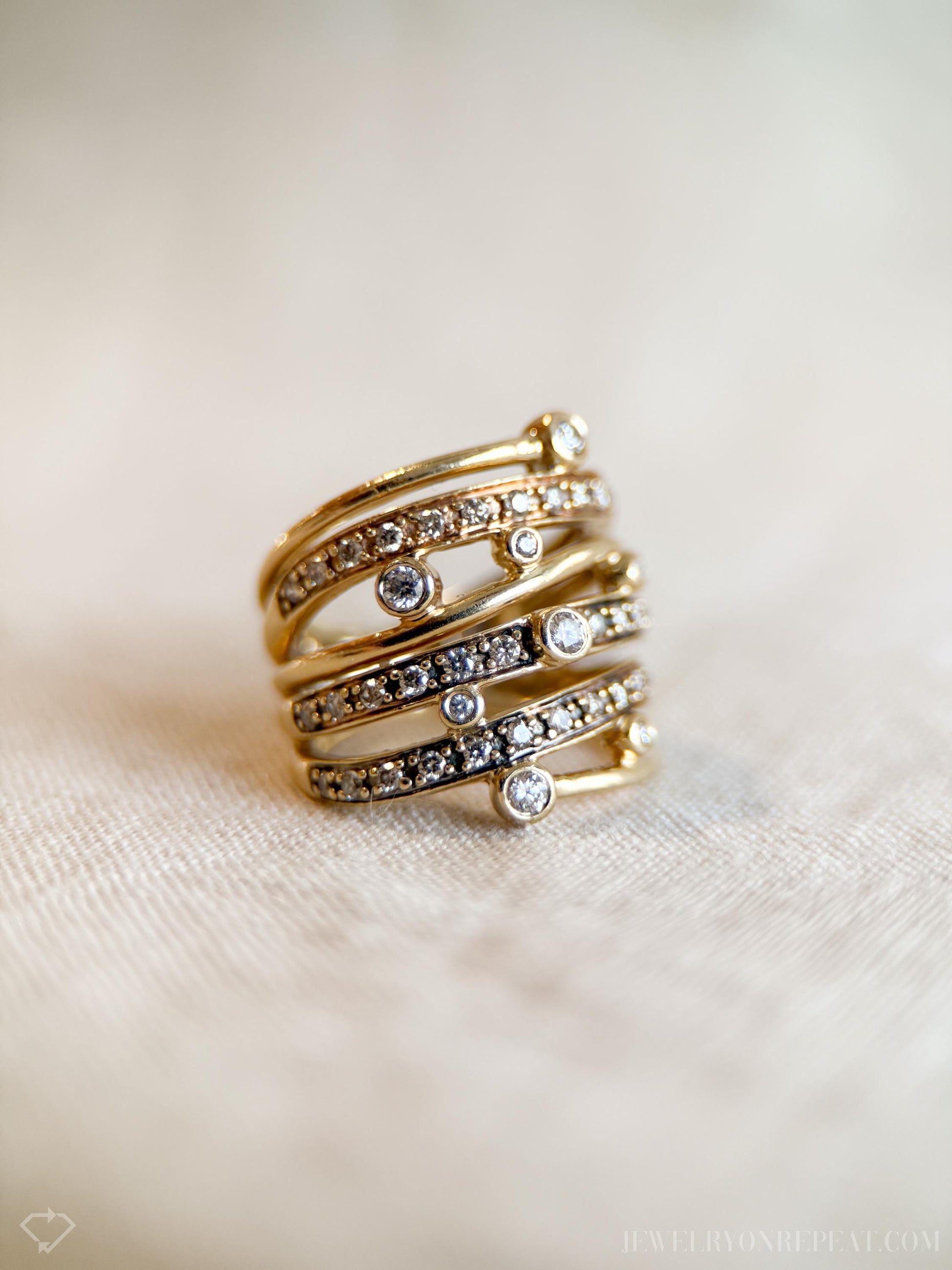 Vintage Diamond Statement Ring in 14k Gold, Retro Jewelry from the 1990s - Timeless, Sustainable, @JewelryOnRepeat