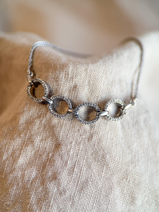 Vintage Diamond Bracelet in Sterling Silver, Retro Jewelry from the 1990s