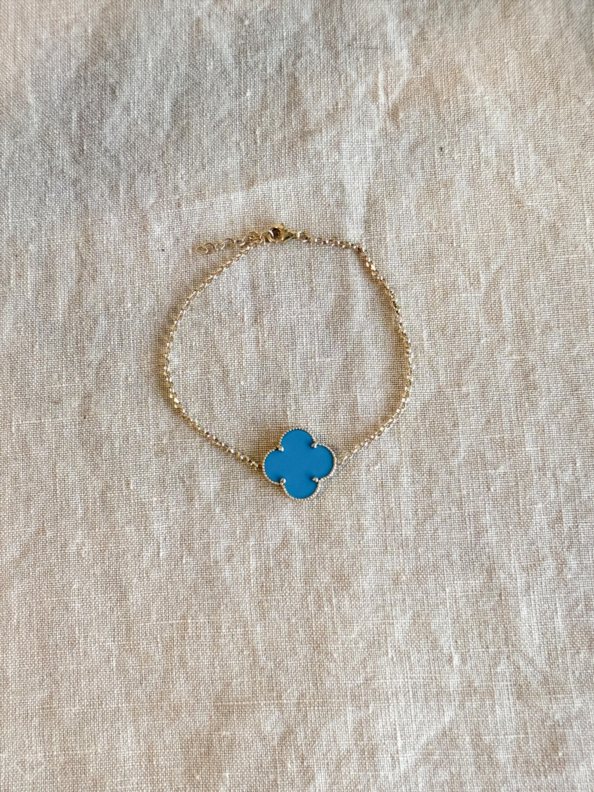Vintage Turquoise Clover Bracelet in 14k Gold, Retro Jewelry from the 1990s - Timeless, Sustainable, @JewelryOnRepeat