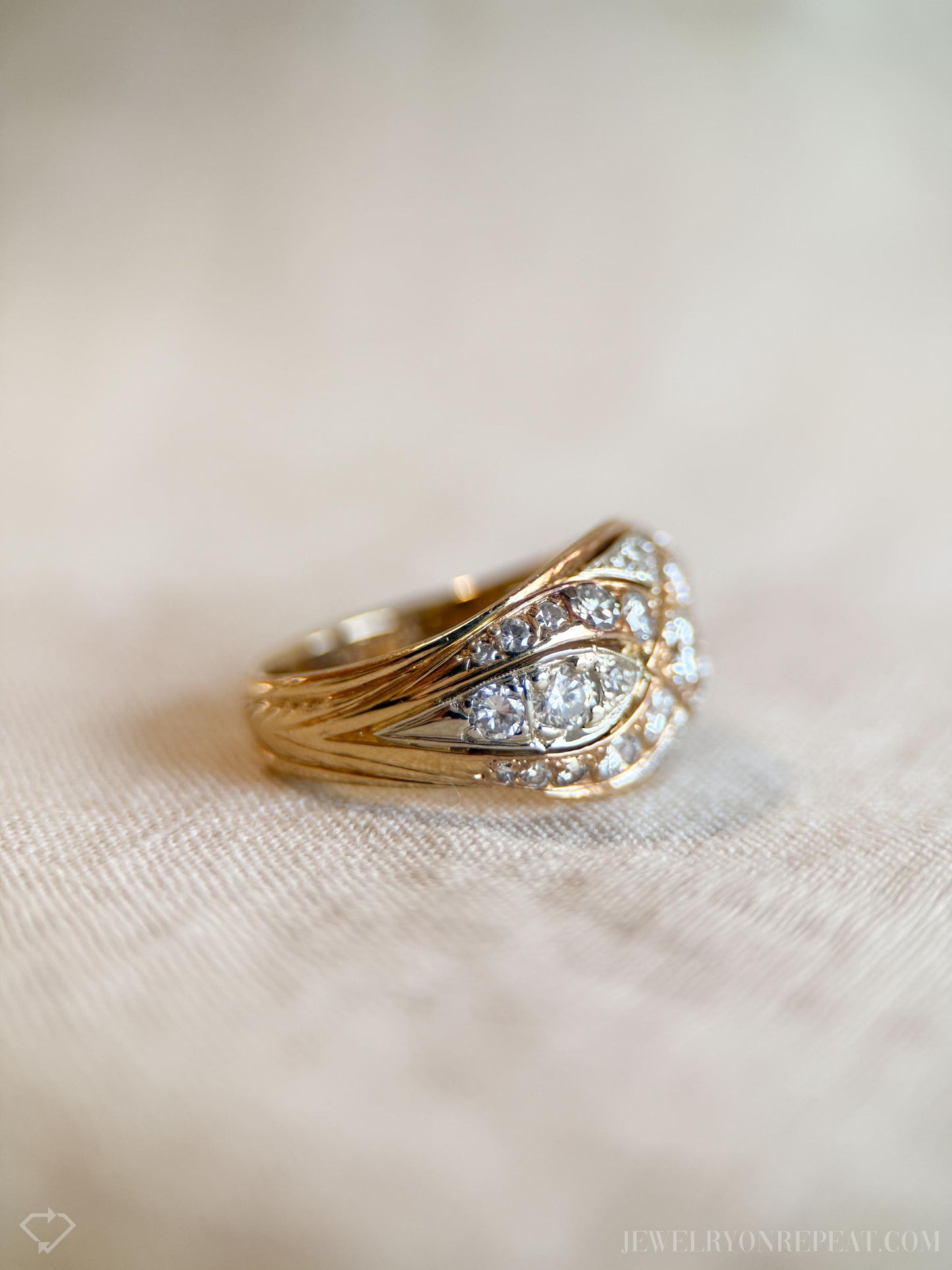 Vintage Mens Diamond Ring in 14k Gold, Antique Jewelry from the 1950s - Timeless, Sustainable, @JewelryOnRepeat