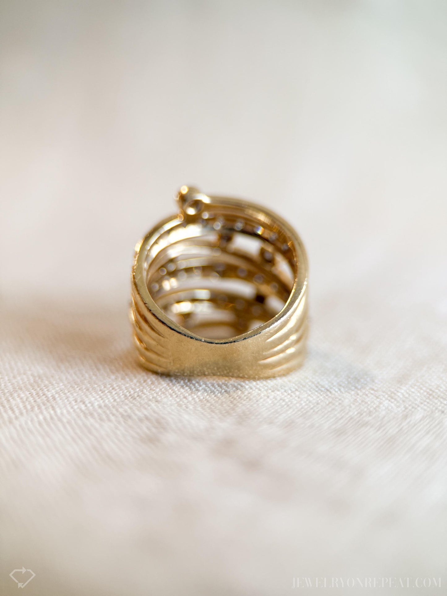 Vintage Diamond Statement Ring in 14k Gold, Retro Jewelry from the 1990s - Timeless, Sustainable, @JewelryOnRepeat