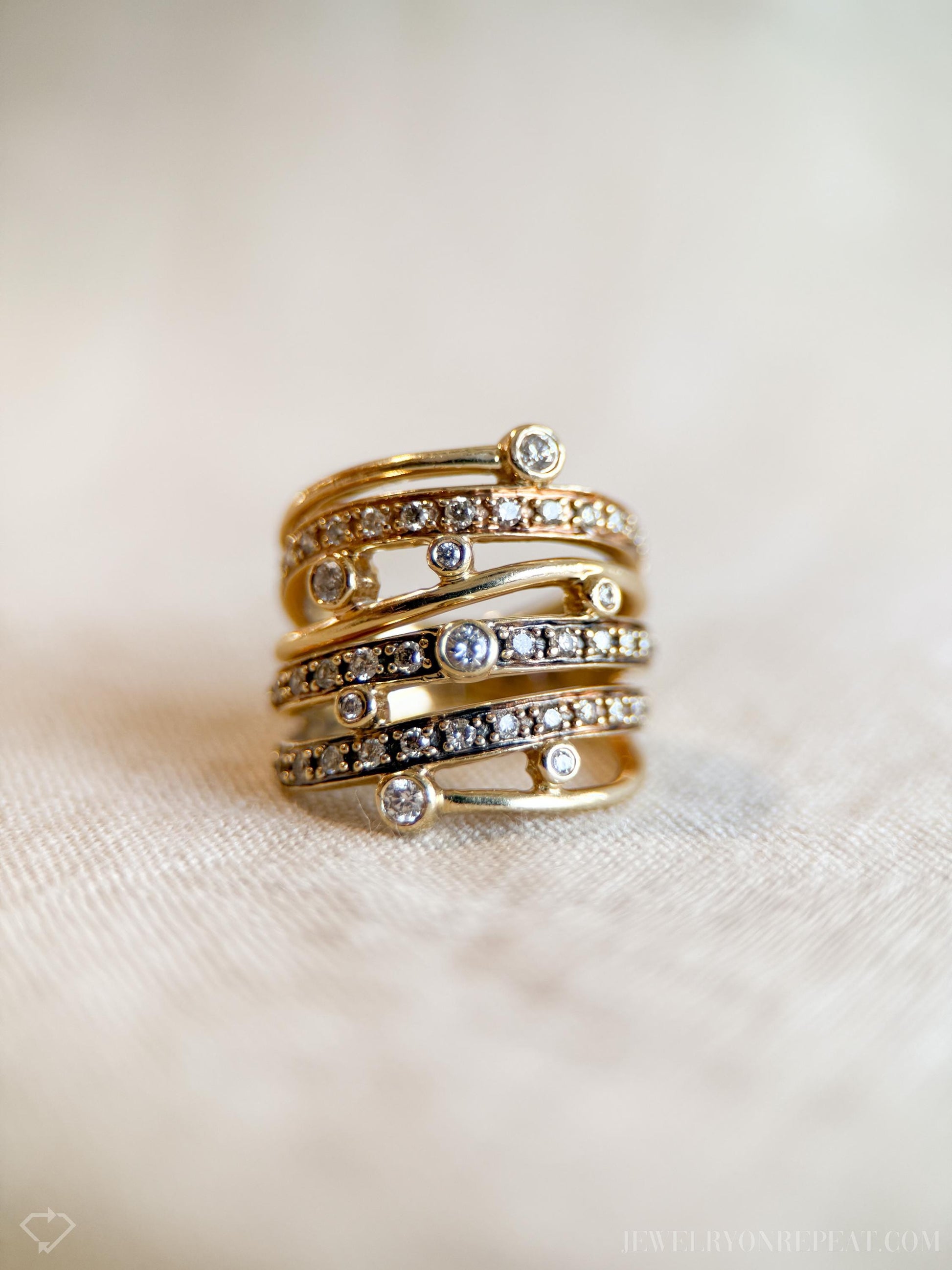 Vintage Diamond Statement Ring in 14k Gold, Retro Jewelry from the 1990s - Timeless, Sustainable, @JewelryOnRepeat