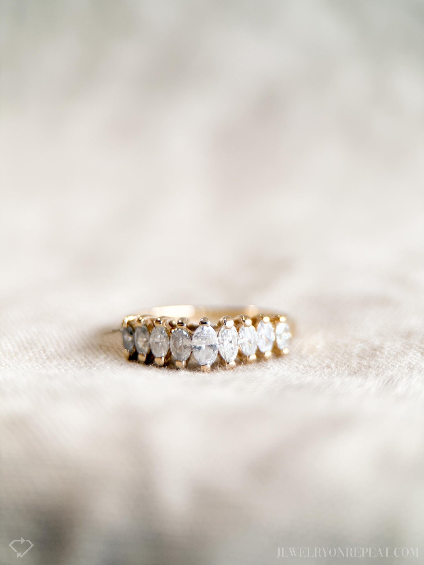 Vintage Diamond Pyramid Set Anniversary Band in 14k Gold, Retro Jewelry from the 1970s - Timeless, Sustainable, @JewelryOnRepeat
