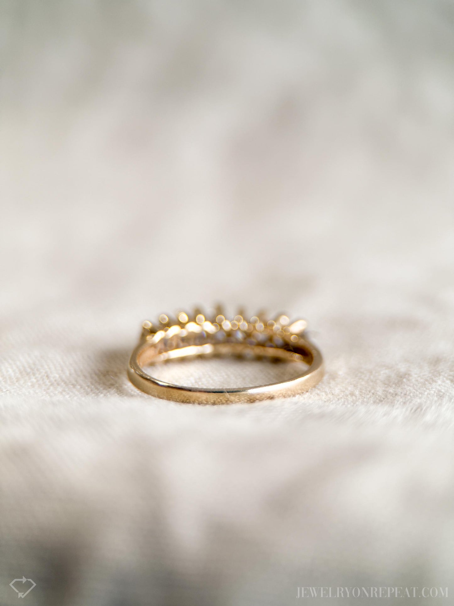 Vintage Diamond Pyramid Set Anniversary Band in 14k Gold, Retro Jewelry from the 1970s - Timeless, Sustainable, @JewelryOnRepeat
