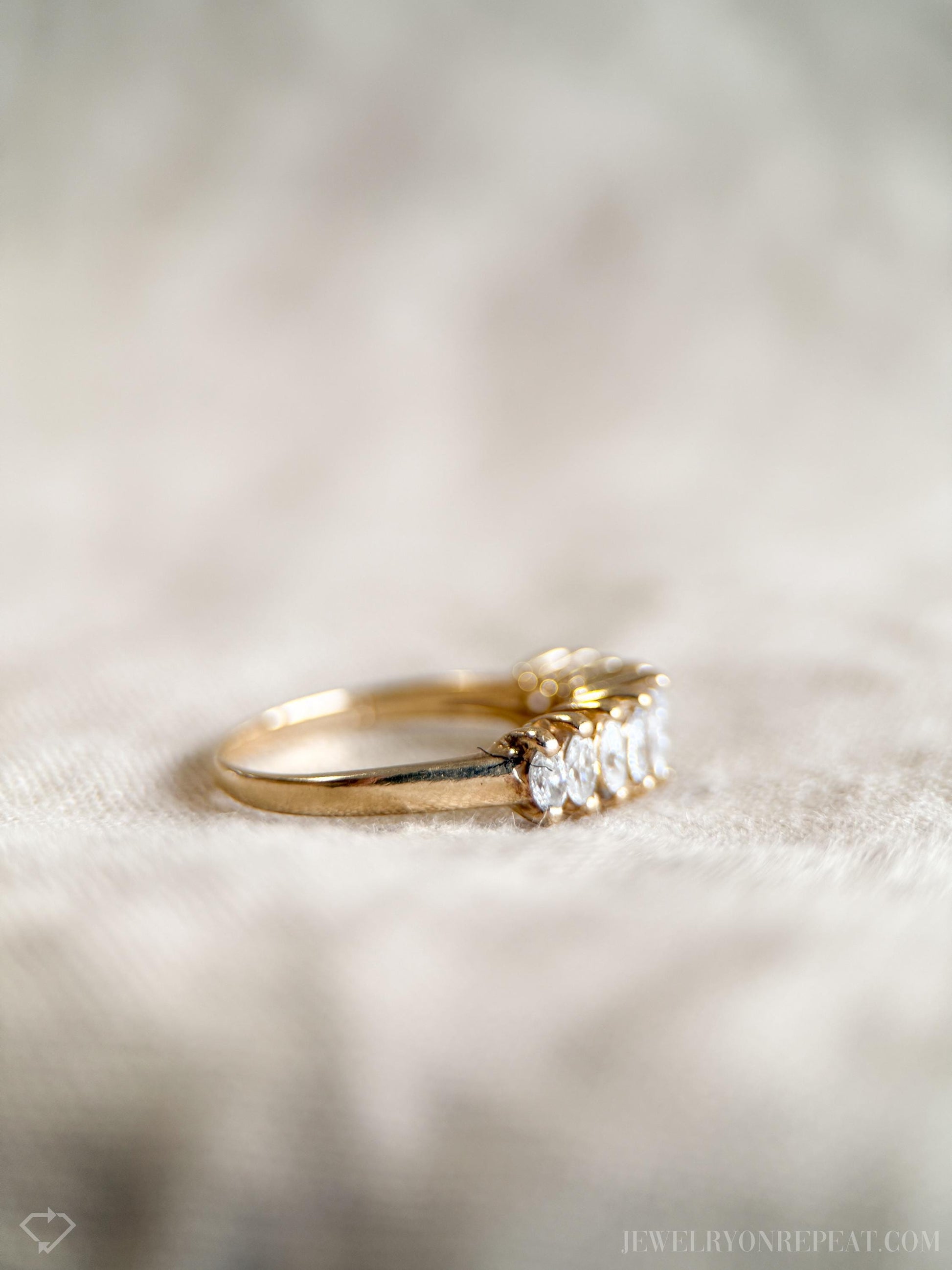 Vintage Diamond Pyramid Set Anniversary Band in 14k Gold, Retro Jewelry from the 1970s - Timeless, Sustainable, @JewelryOnRepeat