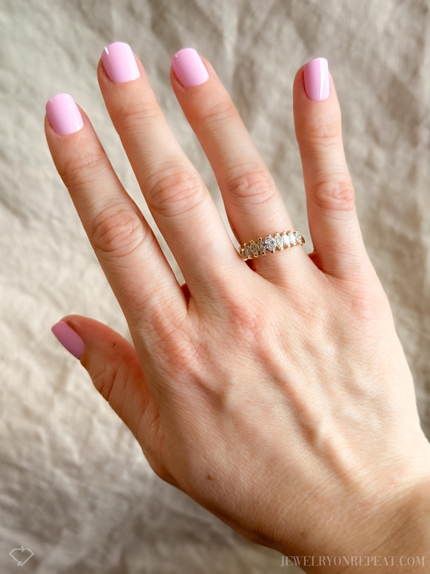 Vintage Diamond Pyramid Set Anniversary Band in 14k Gold, Retro Jewelry from the 1970s - Timeless, Sustainable, @JewelryOnRepeat