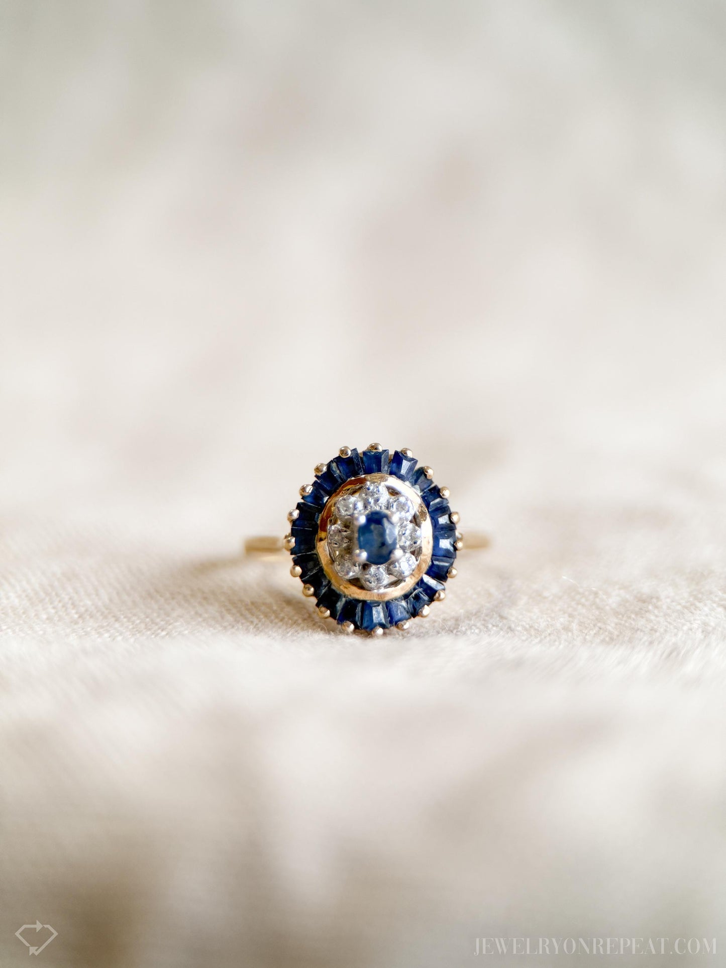 Vintage Sapphire and Diamond Ring in 10k Gold, Retro Jewelry from the 1990s - Timeless, Sustainable, @JewelryOnRepeat
