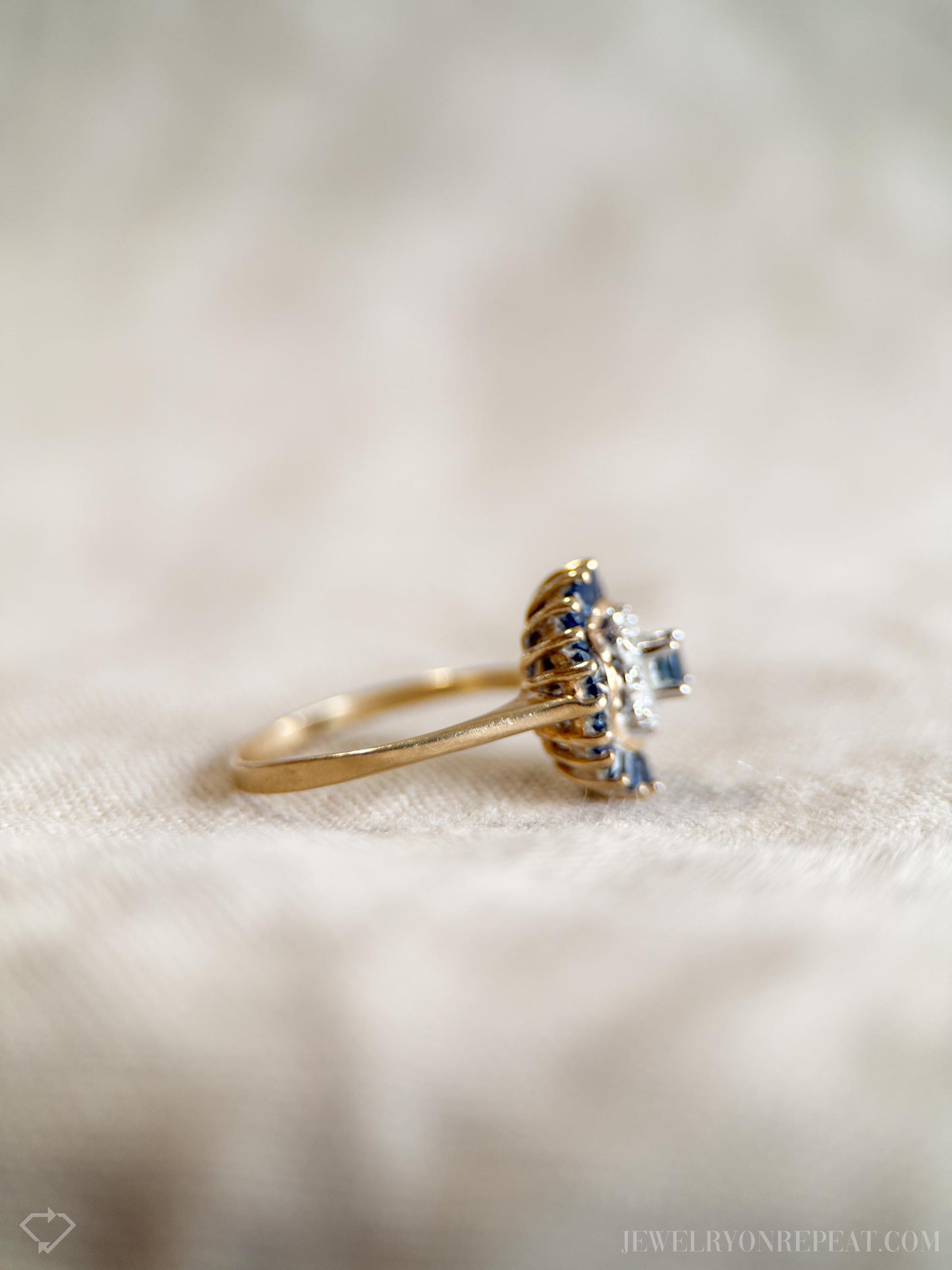 Vintage Sapphire and Diamond Ring in 10k Gold, Retro Jewelry from the 1990s - Timeless, Sustainable, @JewelryOnRepeat