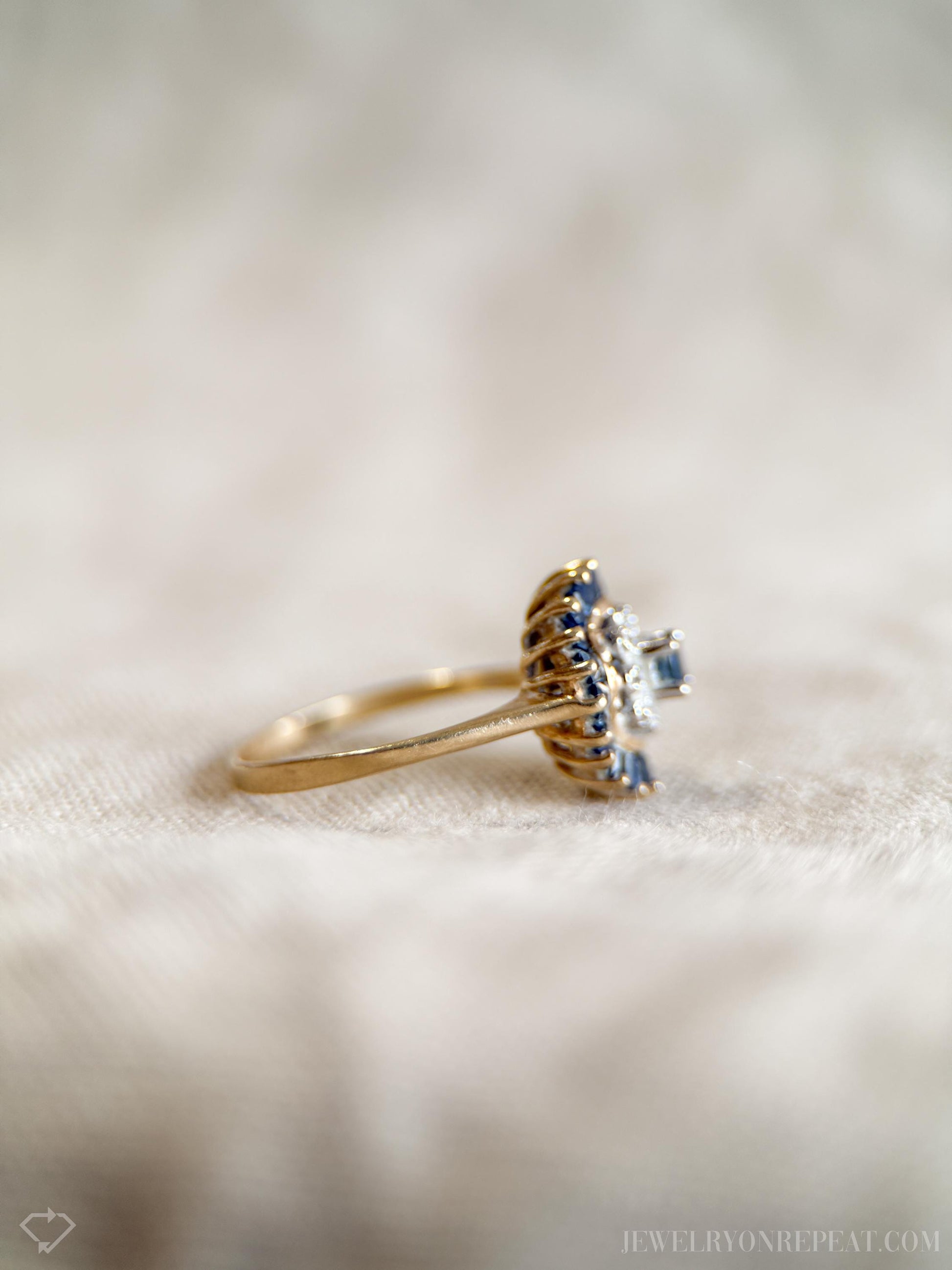 Vintage Sapphire and Diamond Ring in 10k Gold, Retro Jewelry from the 1990s - Timeless, Sustainable, @JewelryOnRepeat