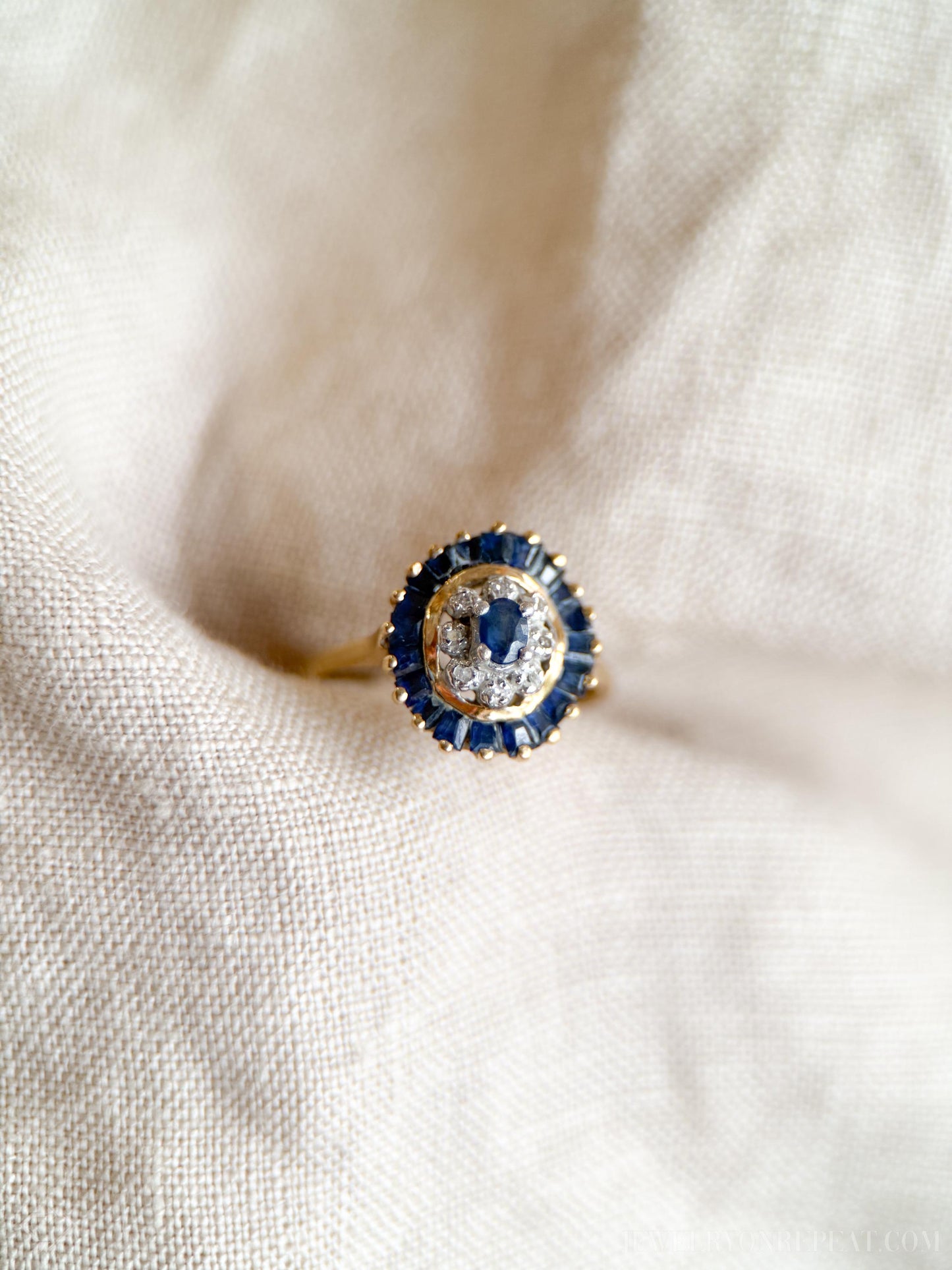 Vintage Sapphire and Diamond Ring in 10k Gold, Retro Jewelry from the 1990s - Timeless, Sustainable, @JewelryOnRepeat