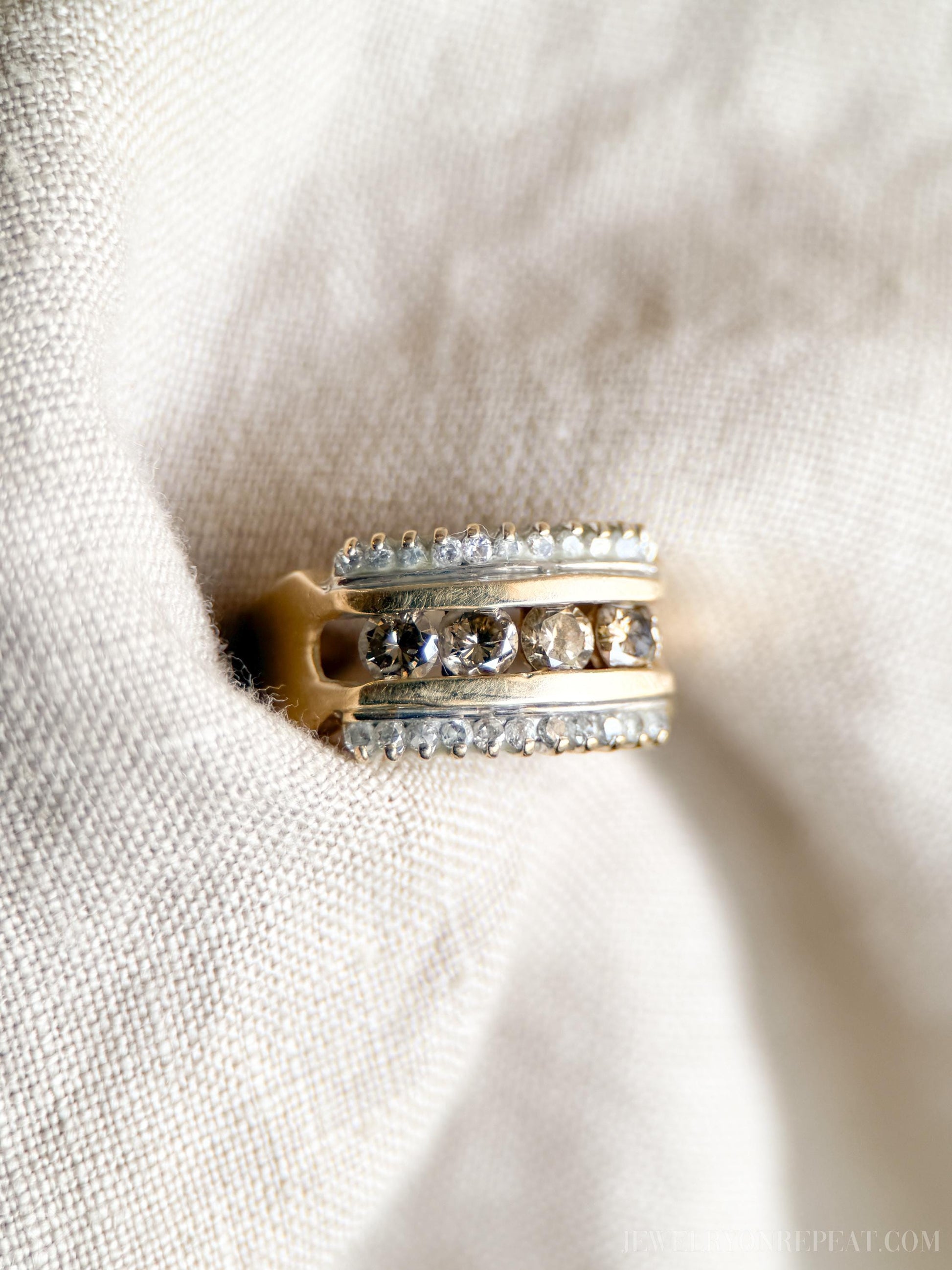 Vintage Chocolate Diamond Channel Set Ring in 14k White Gold, Antique 1970s Jewelry - Timeless, @JewelryOnRepeat