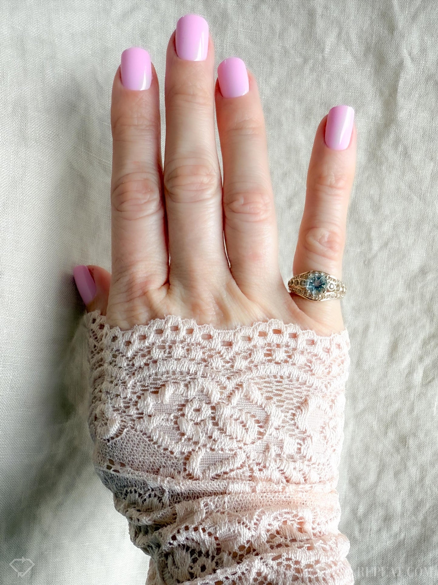 Vintage Aquamarine Filigree Gemstone Ring in 14k Gold, Antique Jewelry from the 1990s - Timeless, Sustainable, @JewelryOnRepeat