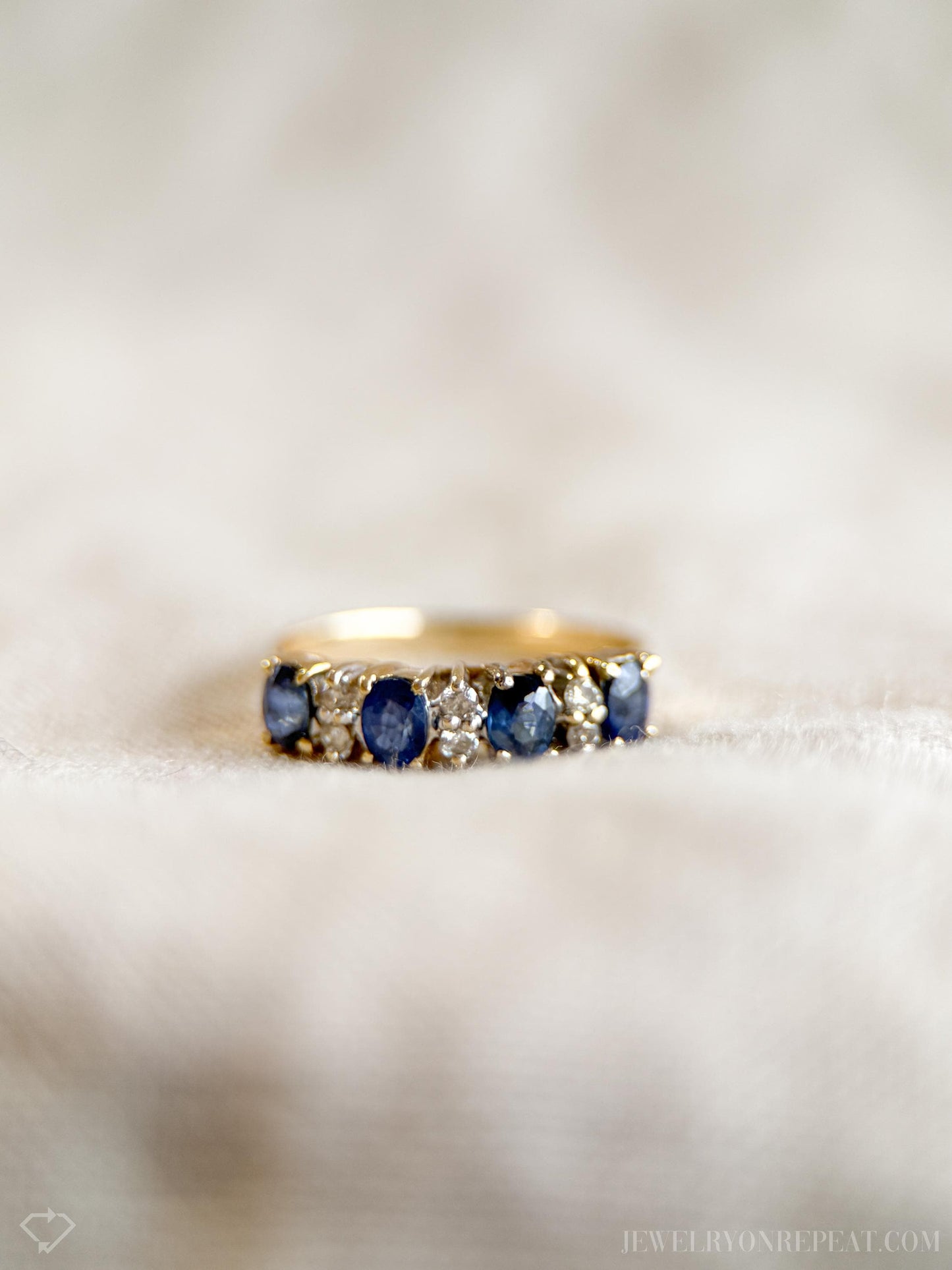 Vintage Sapphire and Diamond Band, Retro Jewelry from the 1990s - Timeless, Sustainable, @JewelryOnRepeat
