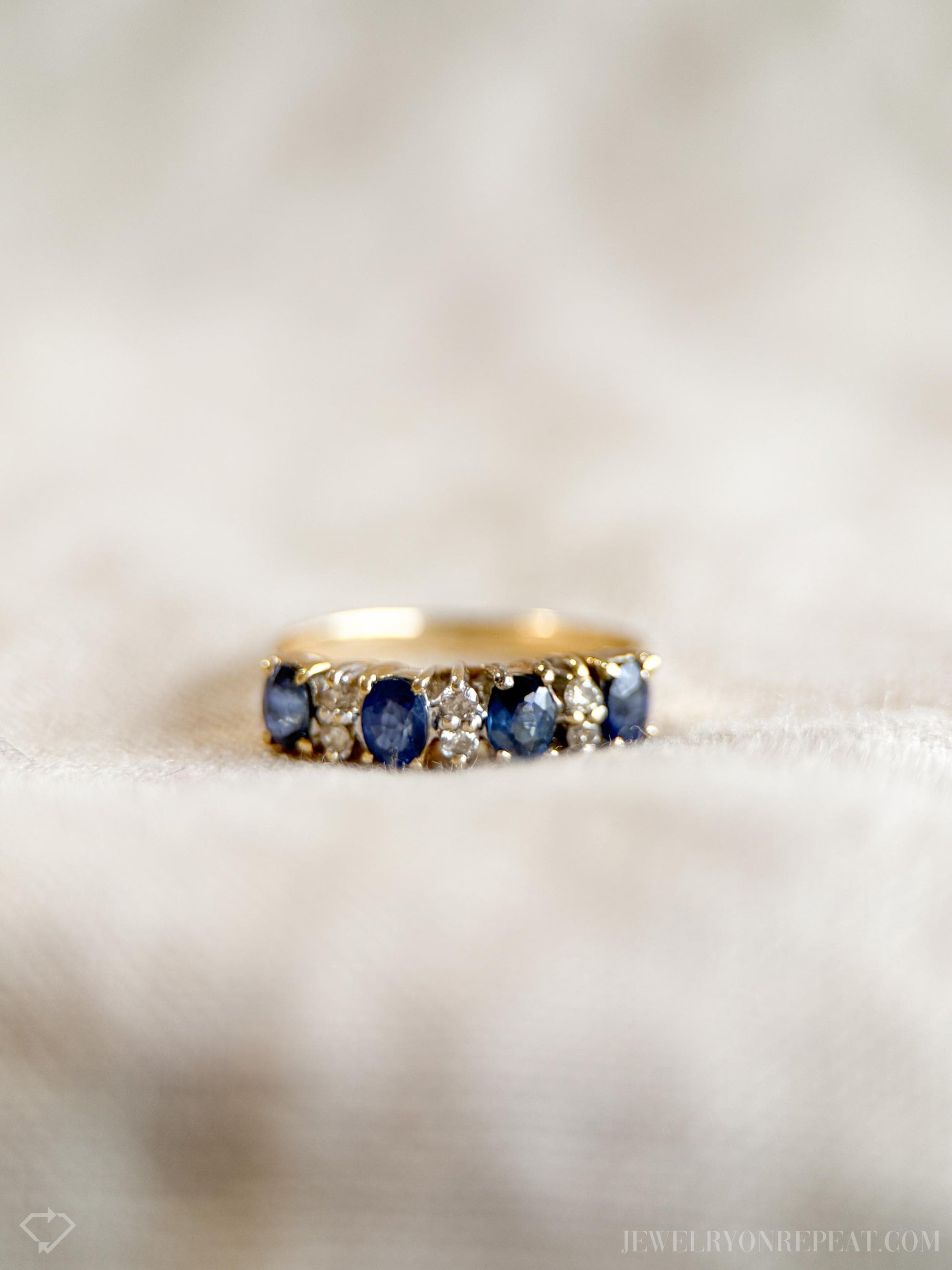 Vintage Sapphire and Diamond Band, Retro Jewelry from the 1990s - Timeless, Sustainable, @JewelryOnRepeat