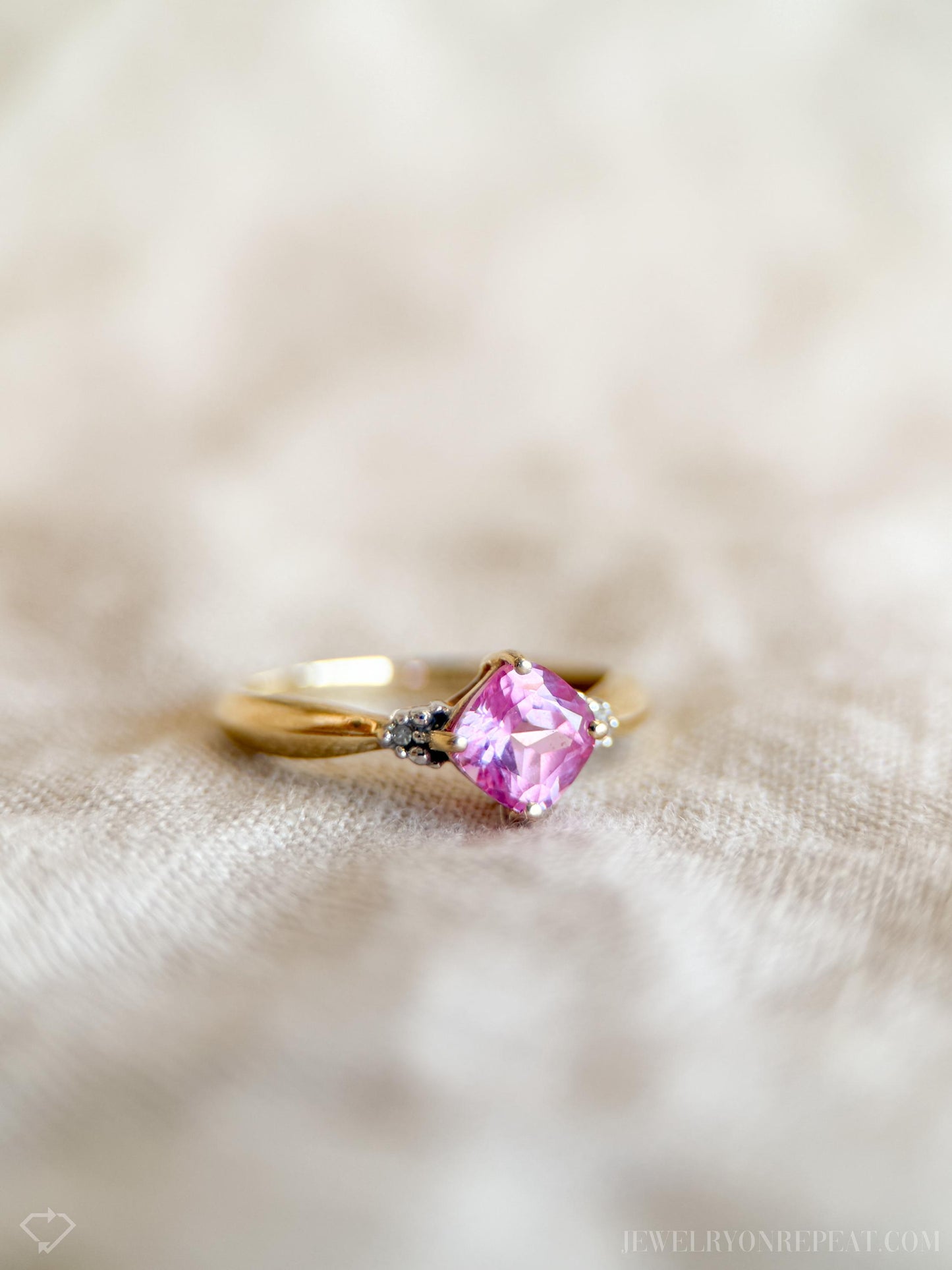 Vintage Pink Sapphire Gemstone Ring in 10k Gold, Retro Jewelry from the 1990s - Timeless, Sustainable, @JewelryOnRepeat