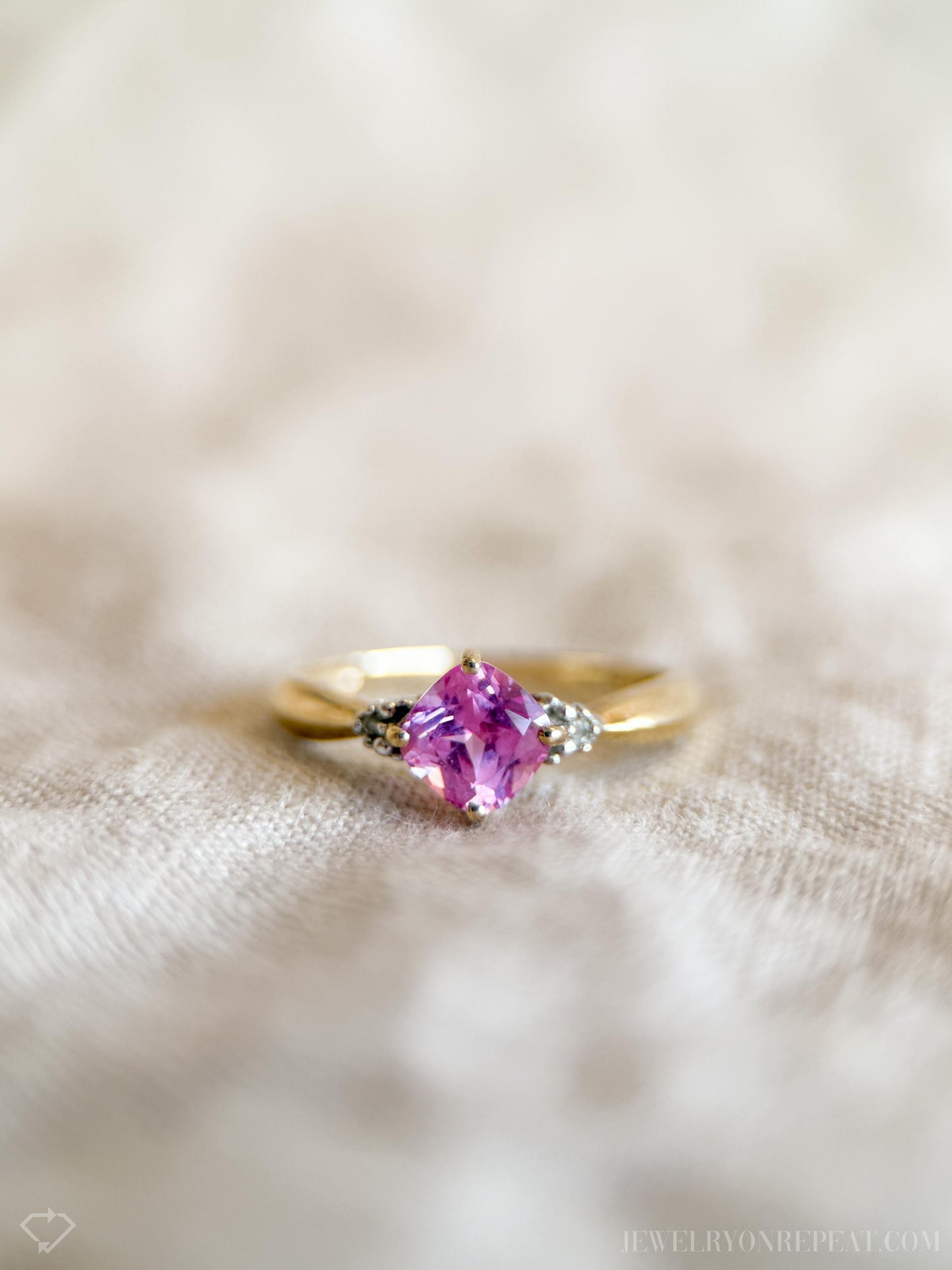 Vintage Pink Sapphire Gemstone Ring in 10k Gold, Retro Jewelry from the 1990s - Timeless, Sustainable, @JewelryOnRepeat