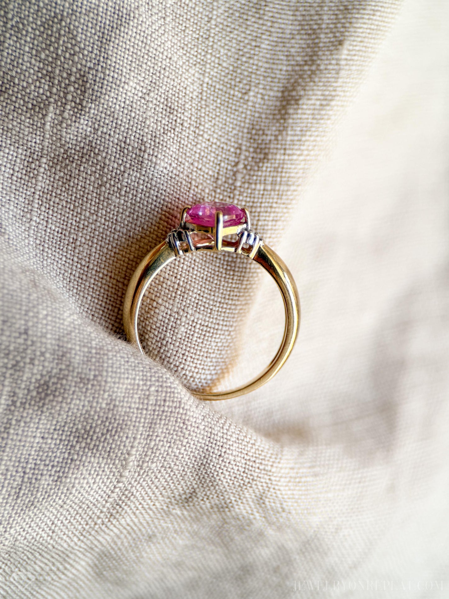 Vintage Pink Sapphire Gemstone Ring in 10k Gold, Retro Jewelry from the 1990s - Timeless, Sustainable, @JewelryOnRepeat