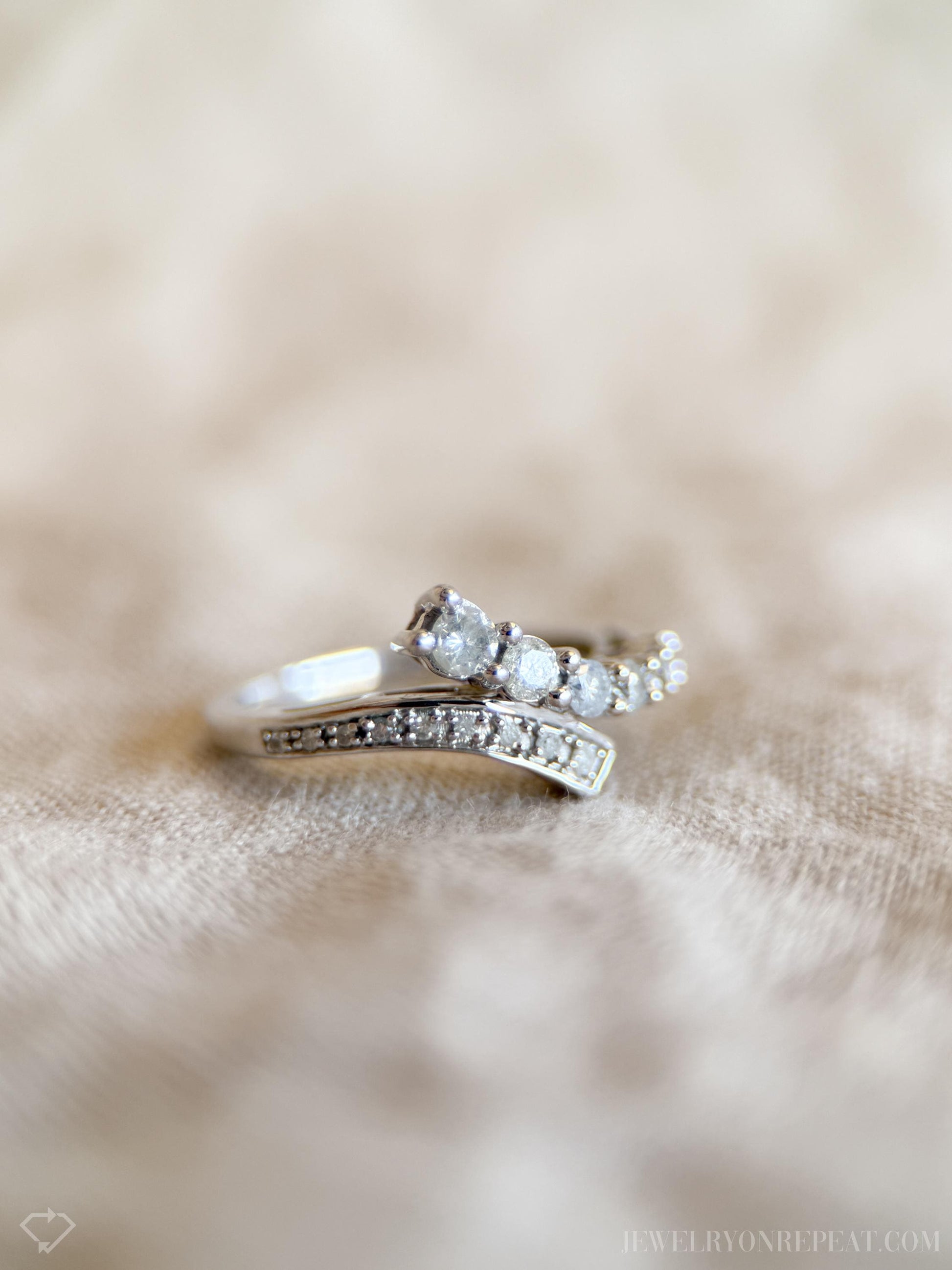 Vintage Wrap Diamond Ring in 10k White Gold, Retro Jewelry from the 1990s - Timeless, Sustainable, @JewelryOnRepeat