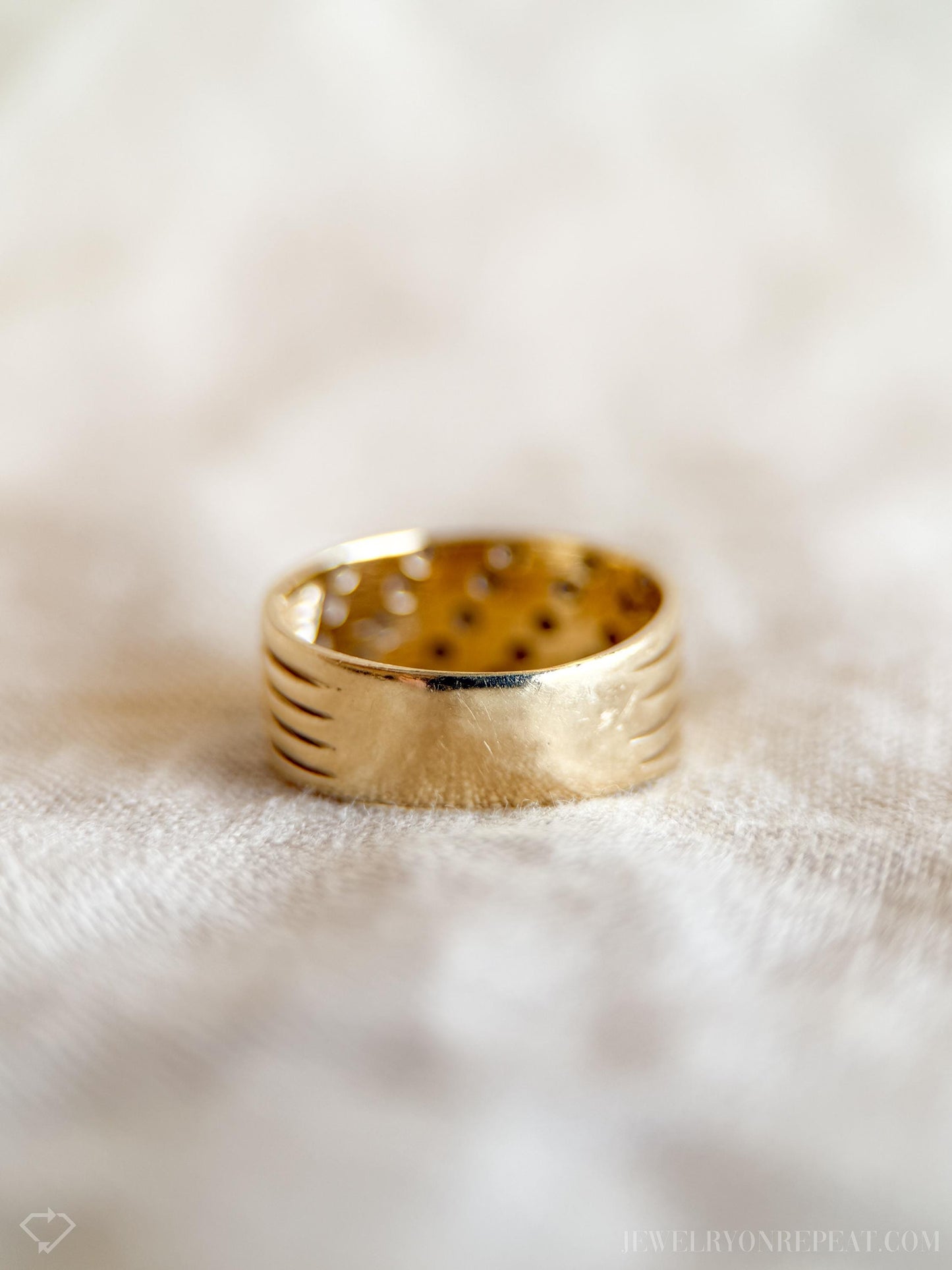 Vintage Diamond Statement Band in 14k Gold